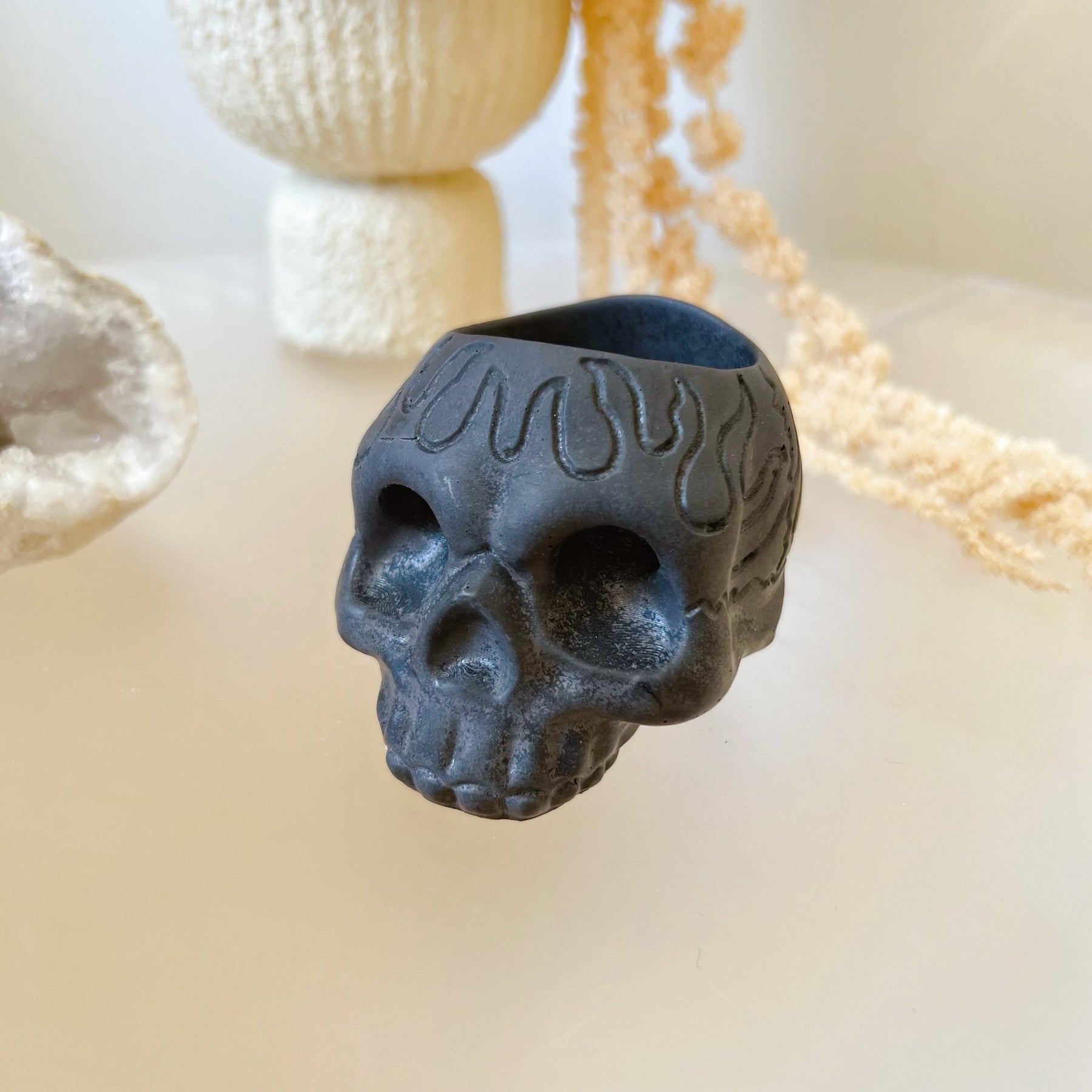 Handmade Skull Candle Holder, Halloween Gift - LMJ Candles