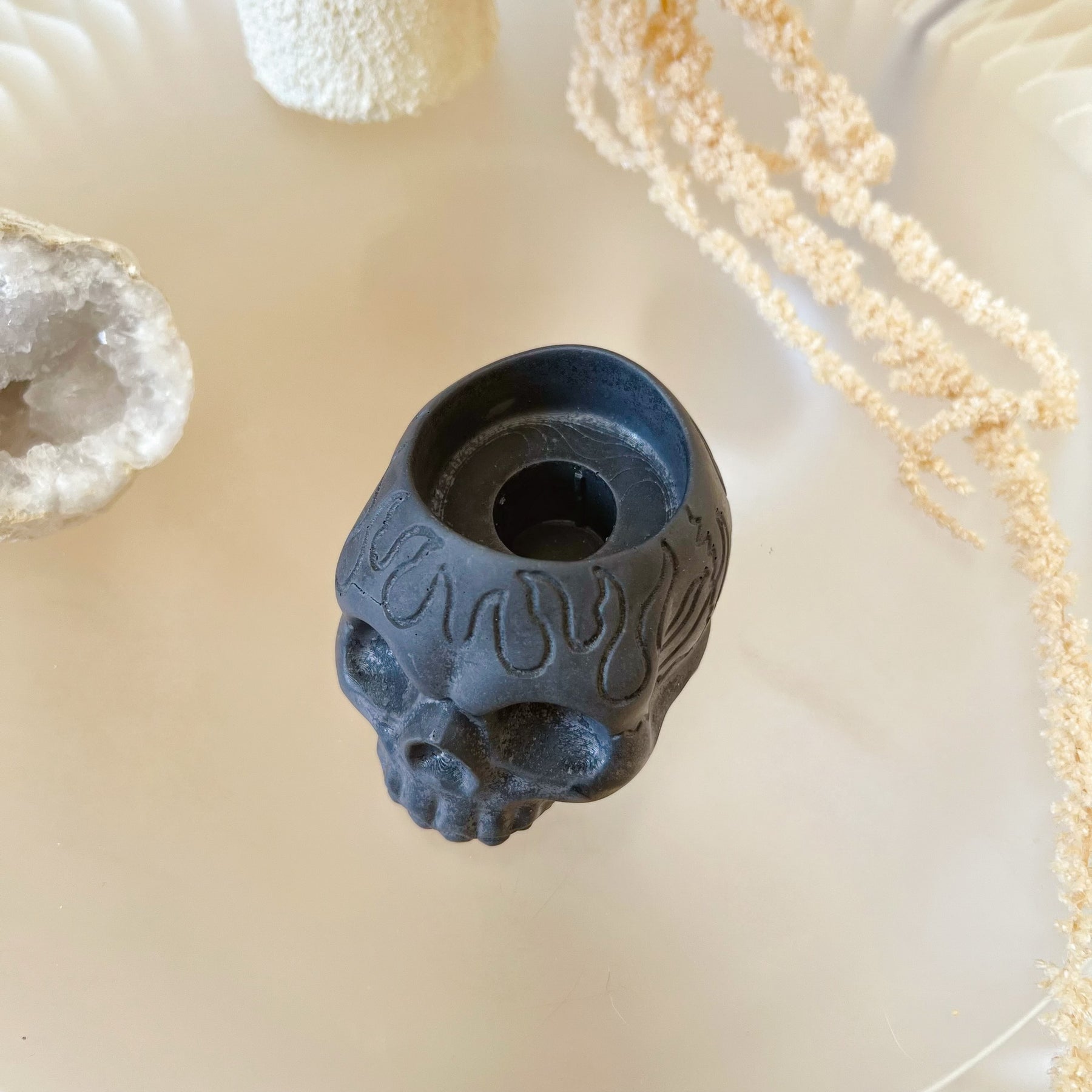 Handmade Skull Candle Holder, Halloween Gift - LMJ Candles