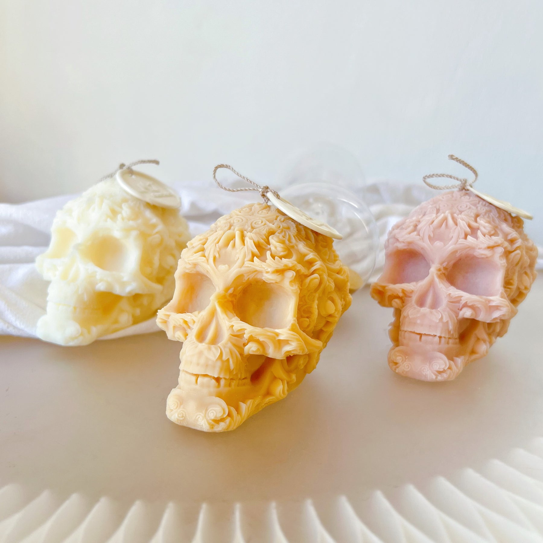 Flower Skull Scented Soy Candle, Halloween Décor - LMJ Candles