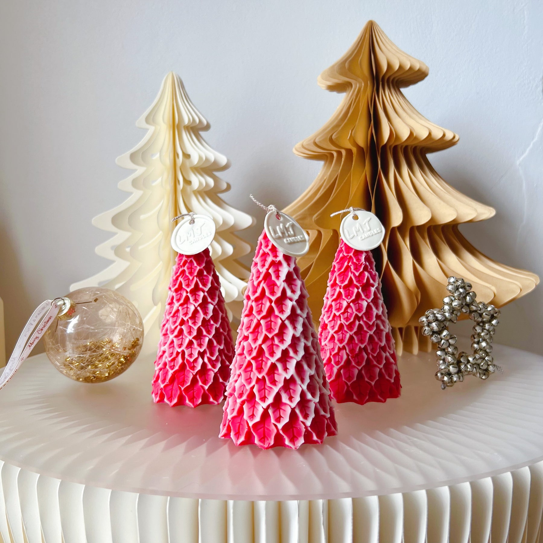 Snowy Christmas Tree Candle - Handmade Xmas Décor - LMJ Candles