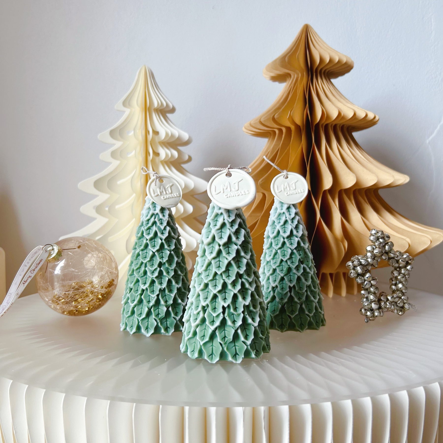 Snowy Christmas Tree Candle - Handmade Xmas Décor - LMJ Candles
