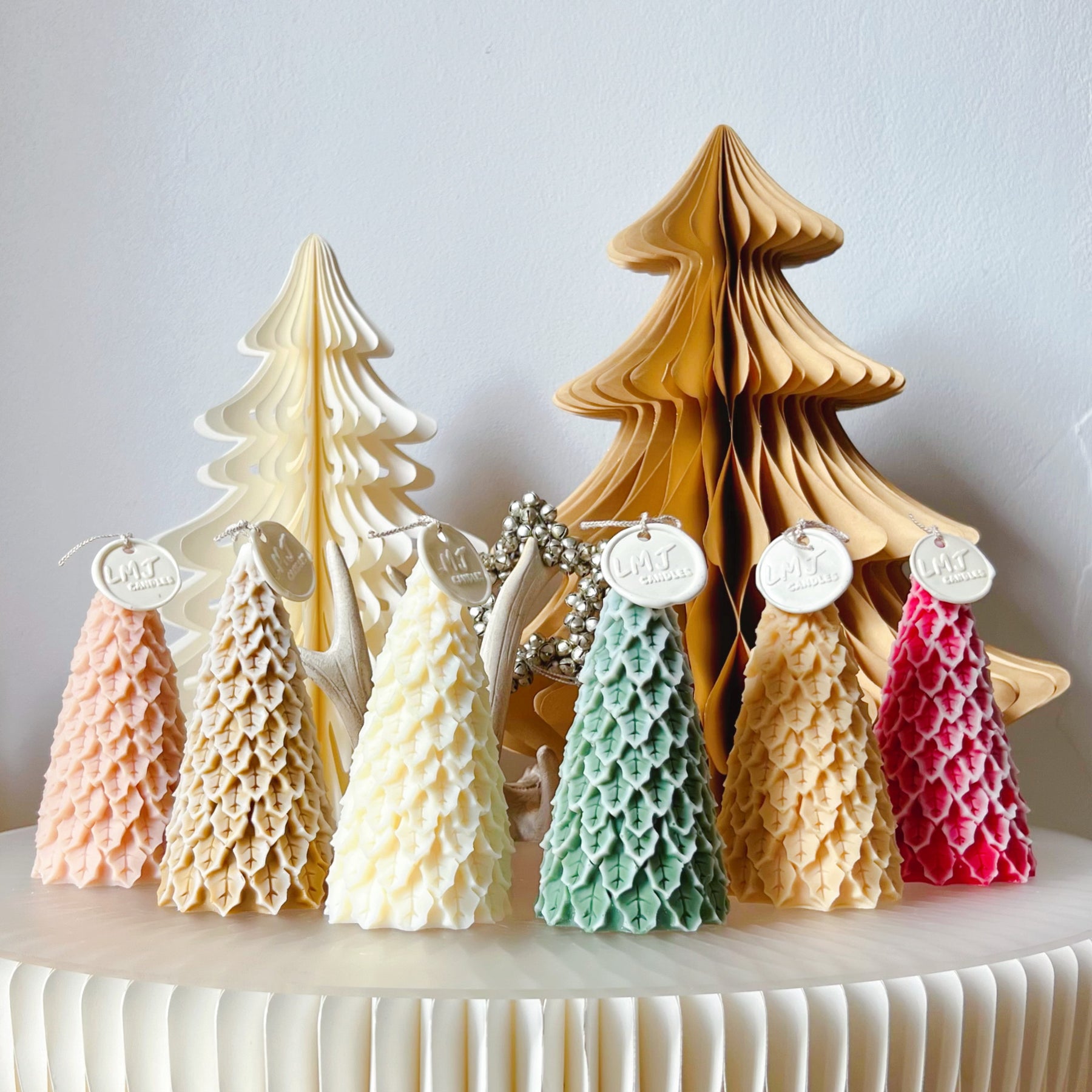 Snowy Christmas Tree Candle - Handmade Xmas Décor - LMJ Candles