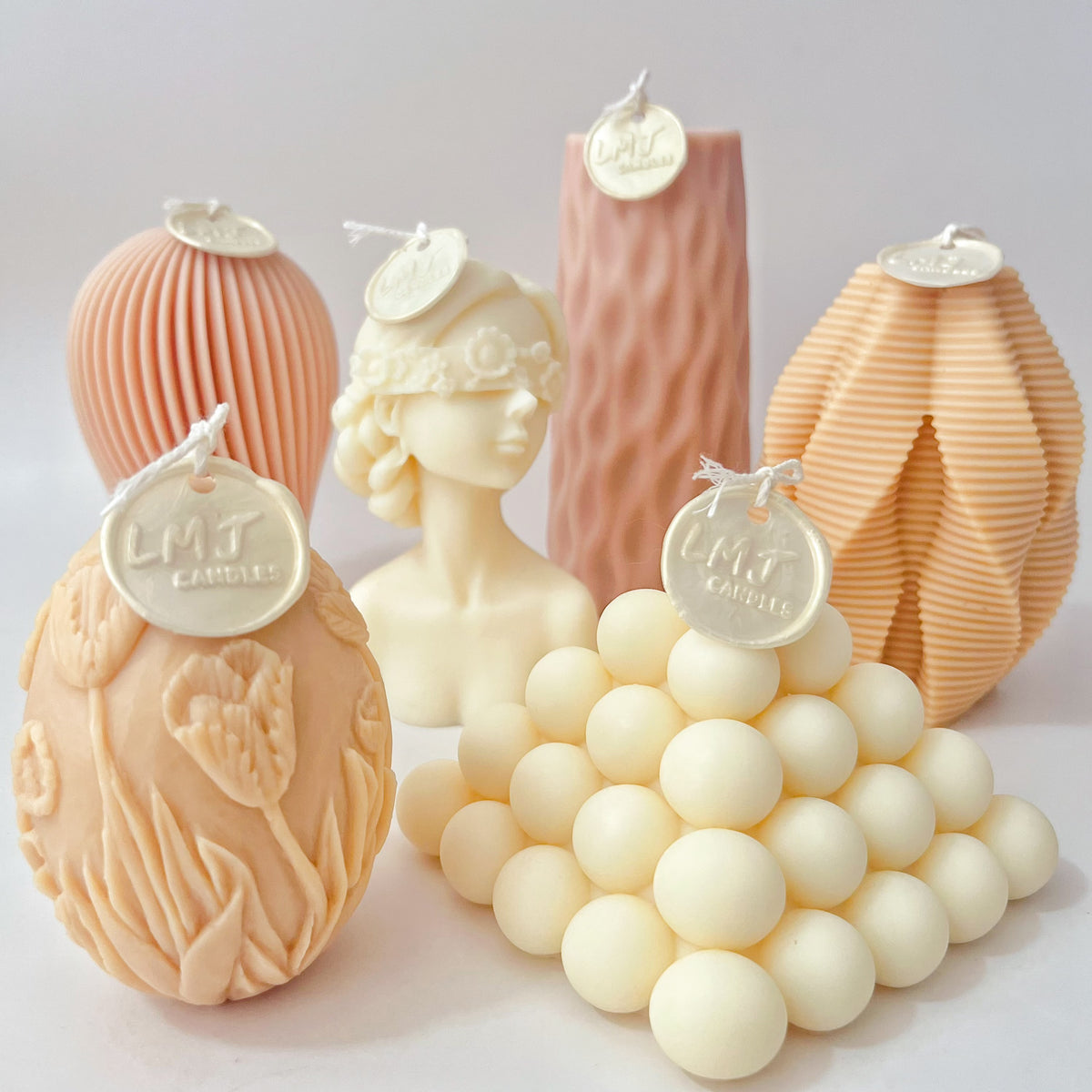 Decorative Sculptural Candles, flower shaped candle, pillar candle, body candle, soy wax candle Australia | LMJ Candles
