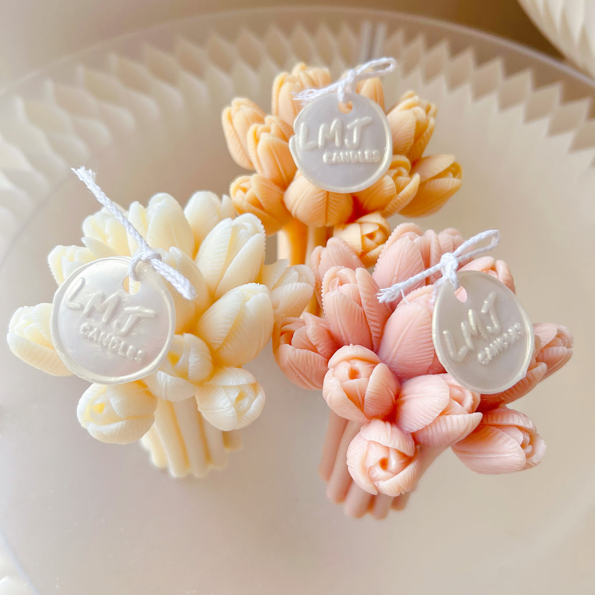 Tulip Bunch Soy Wax Candle, Handmade Flower Candle, Scented Soy Candle Australia | LMJ Candles