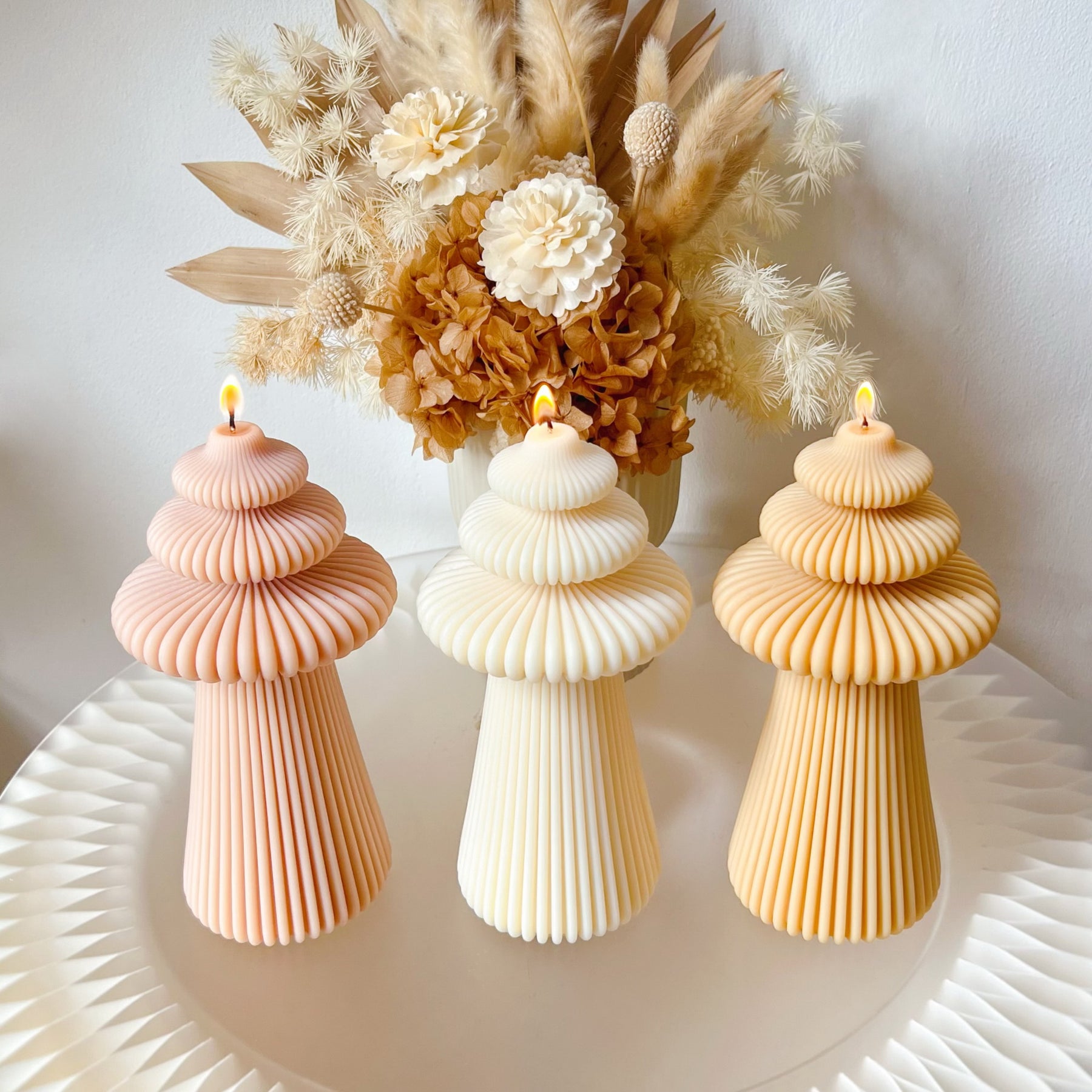 Ribbed Roman Column Scented Soy Pillar Candle - LMJ Candles