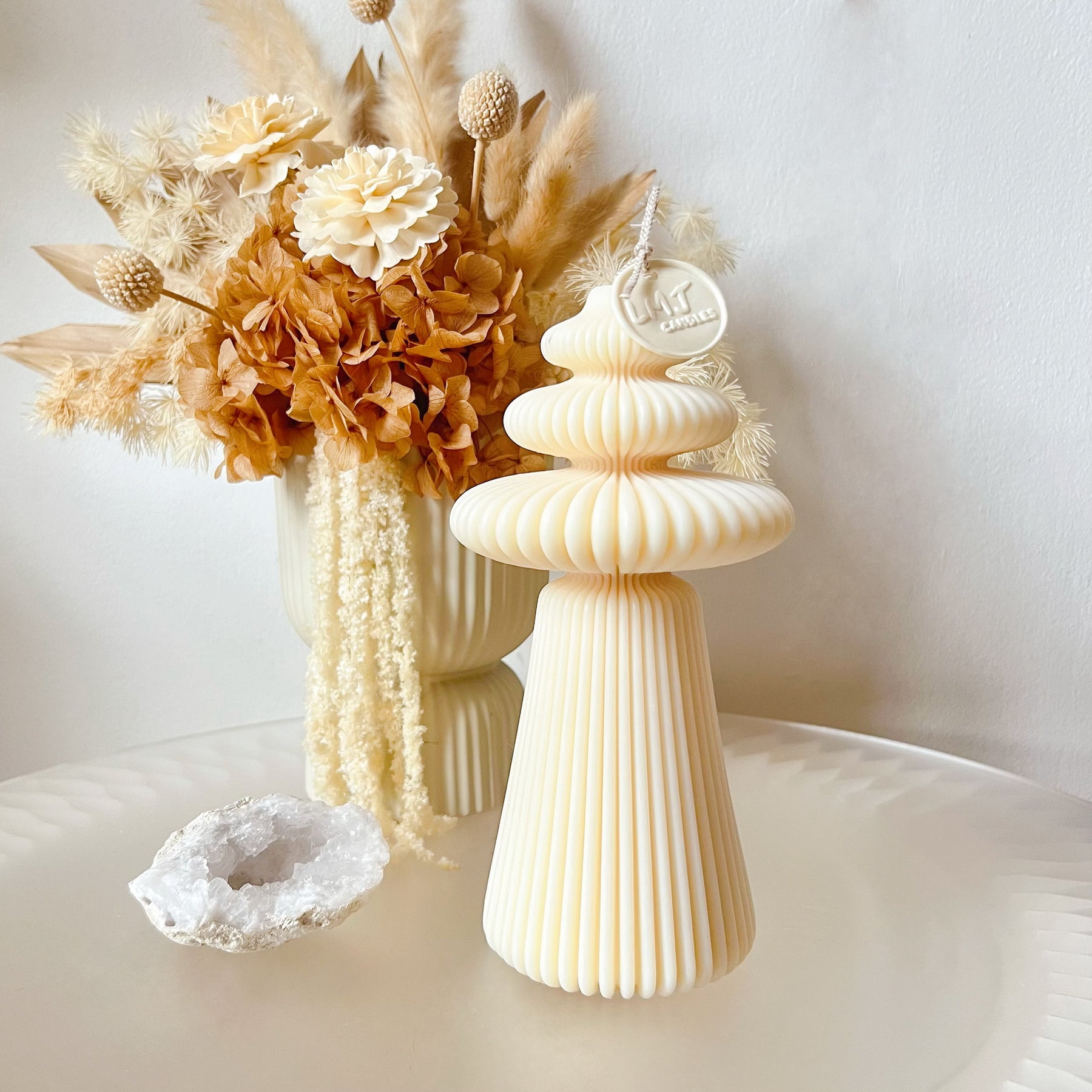 Ribbed Roman Column Scented Soy Pillar Candle - LMJ Candles