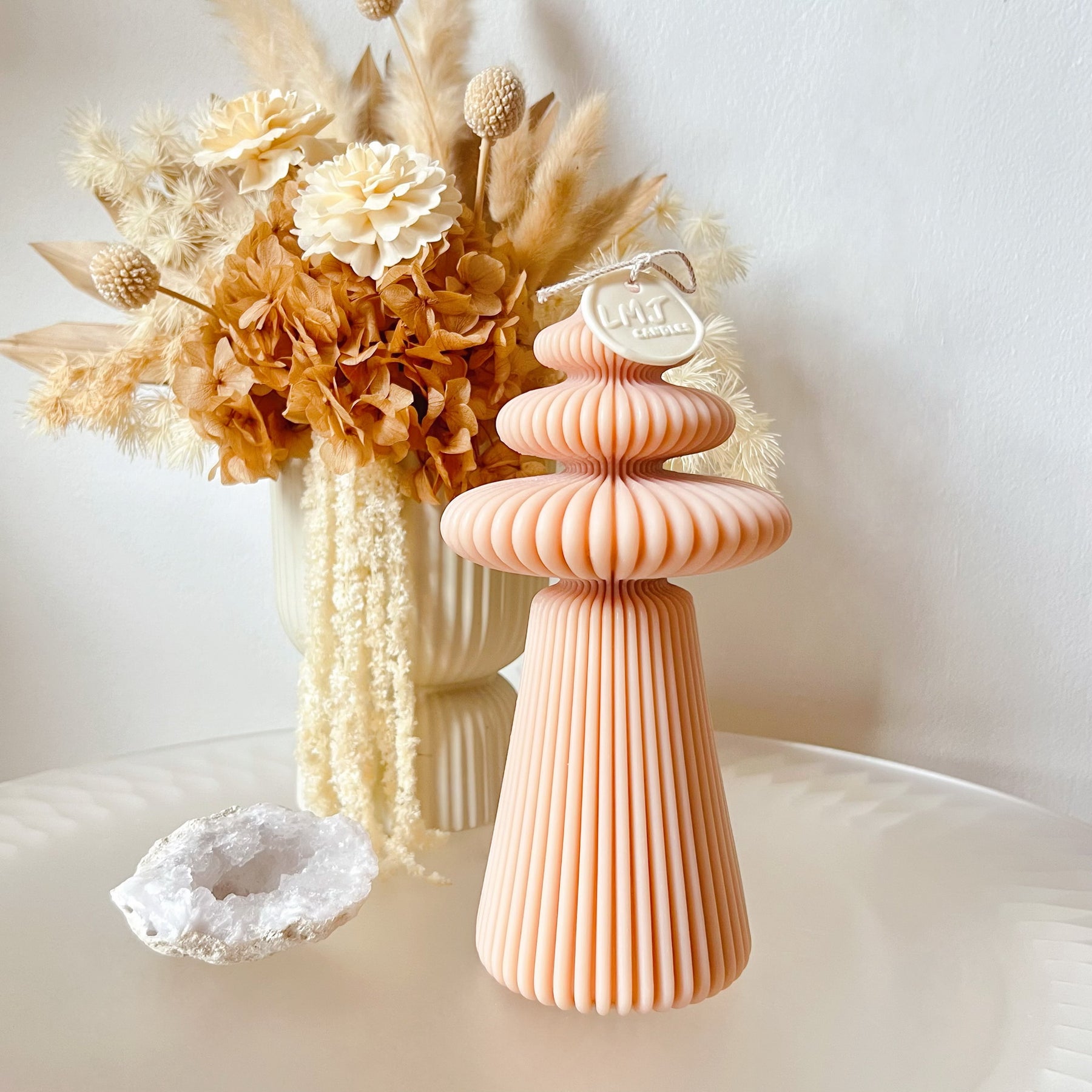 Ribbed Roman Column Scented Soy Pillar Candle - LMJ Candles