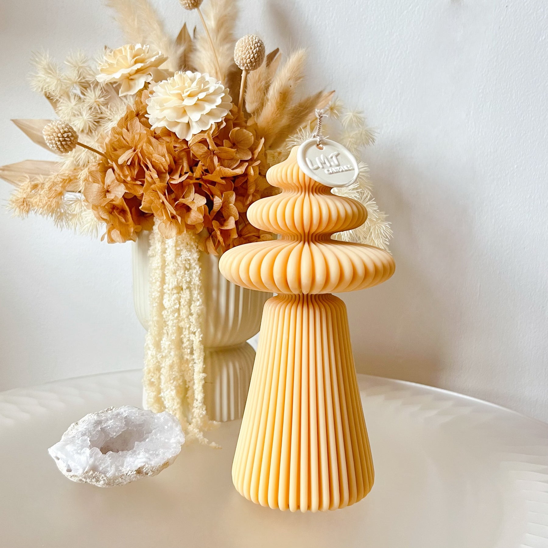 Ribbed Roman Column Scented Soy Pillar Candle - LMJ Candles