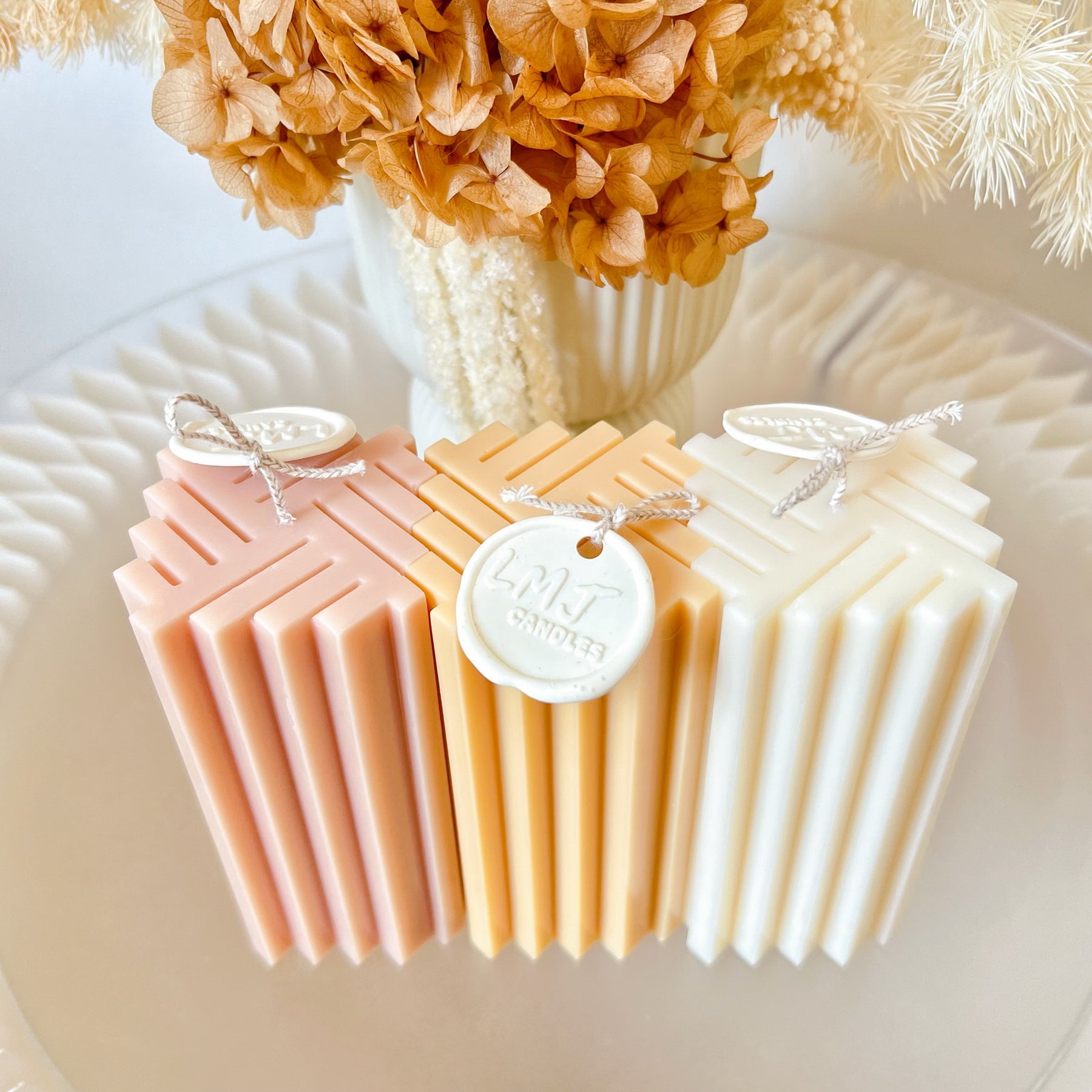 Geometric Square Pillar Candle, Minimalistic Décor - LMJ Candles
