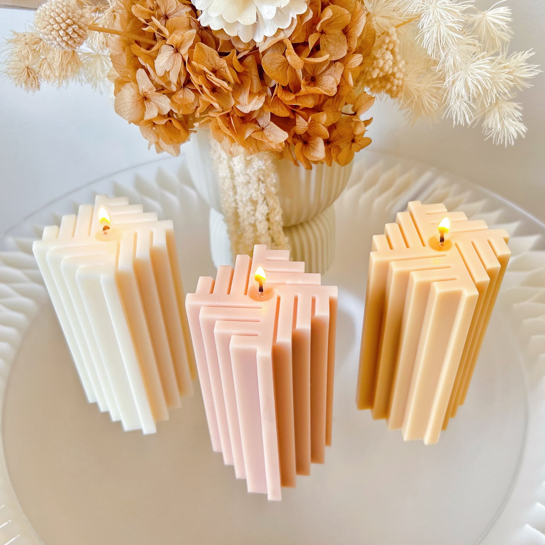 Geometric Square Pillar Candle, Minimalistic Décor - LMJ Candles