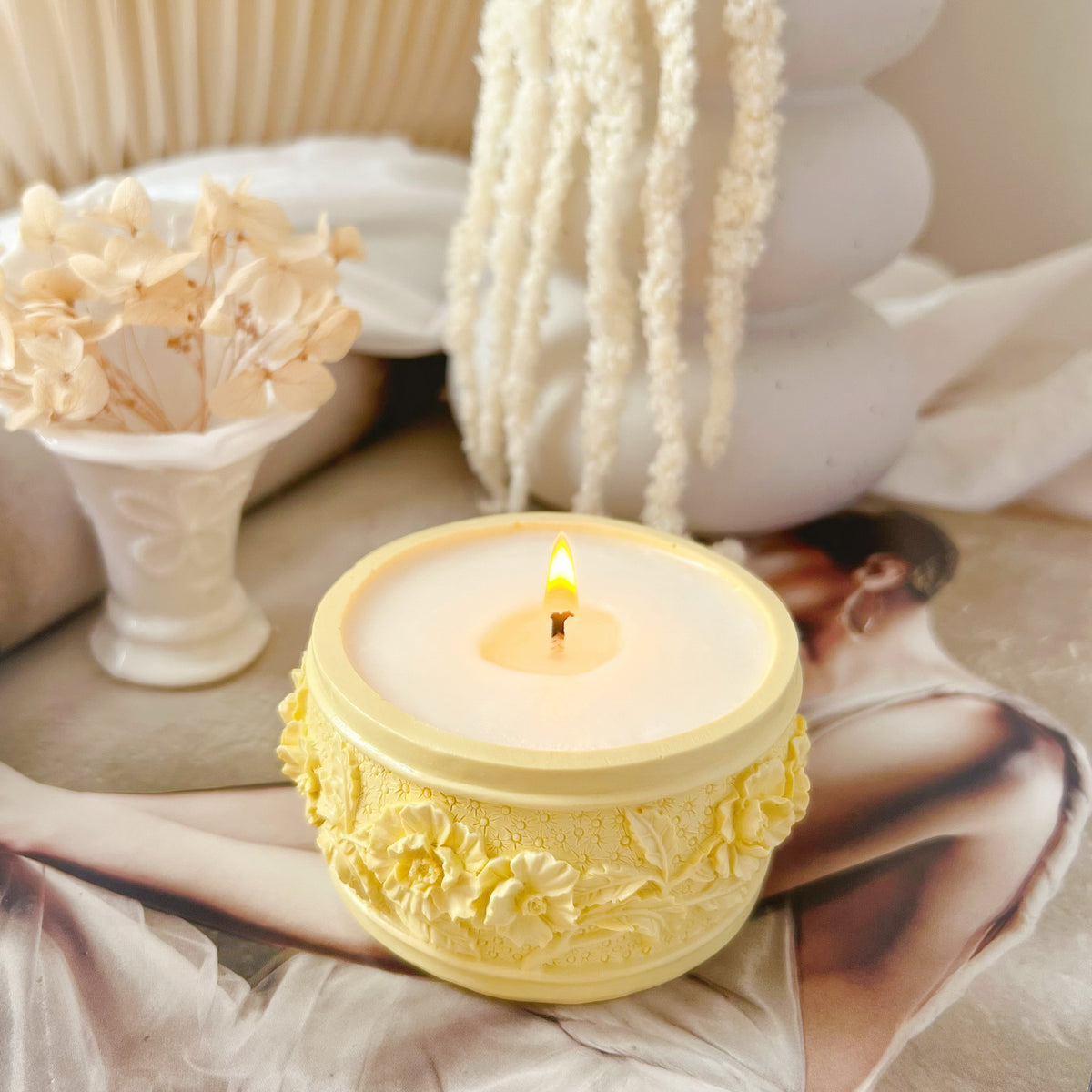 Handmade Daisy Flower Jar Soy Wax Candle | LMJ Candles
