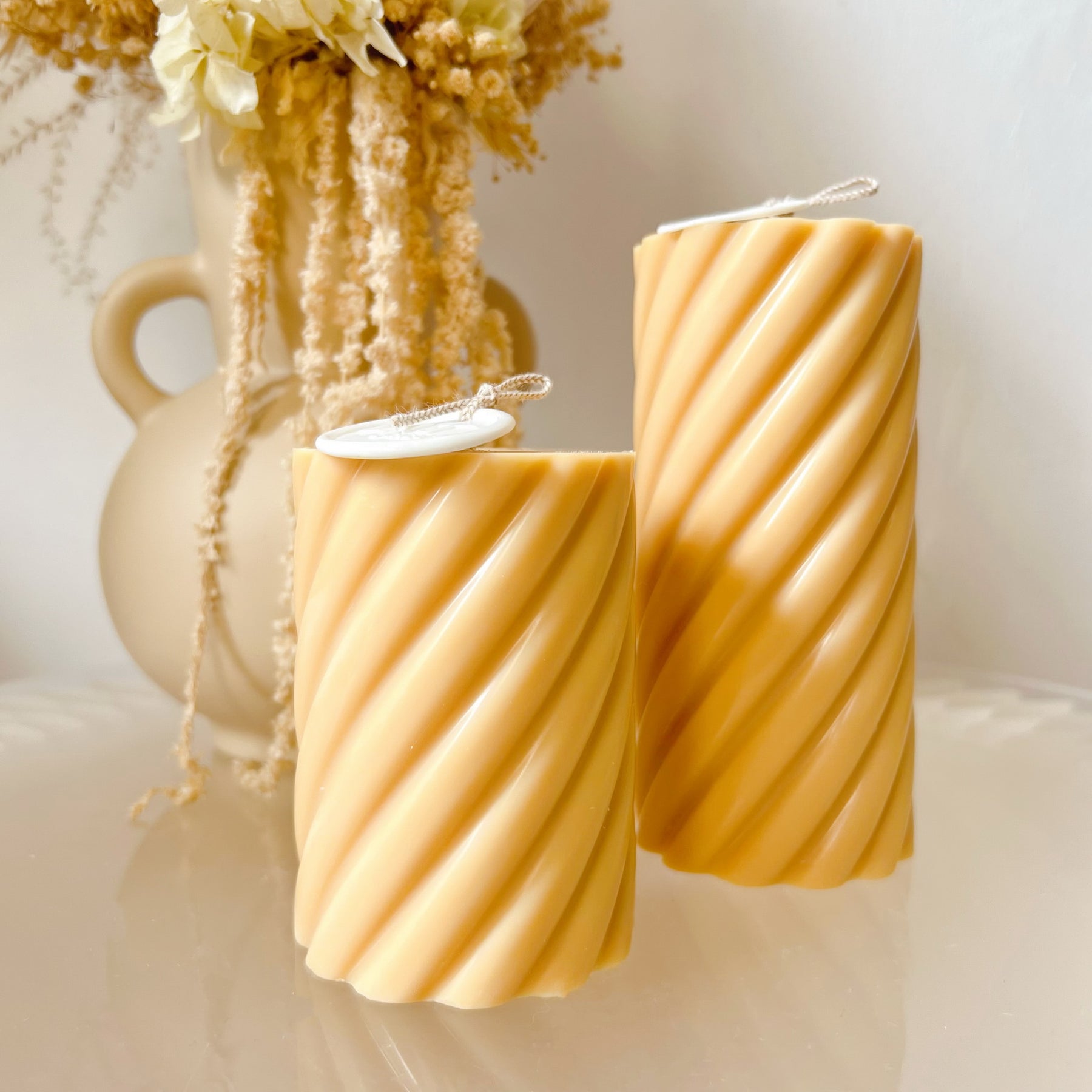 Spiral Pillar Candle, Luxurious Wedding Candle Set - LMJ Candles