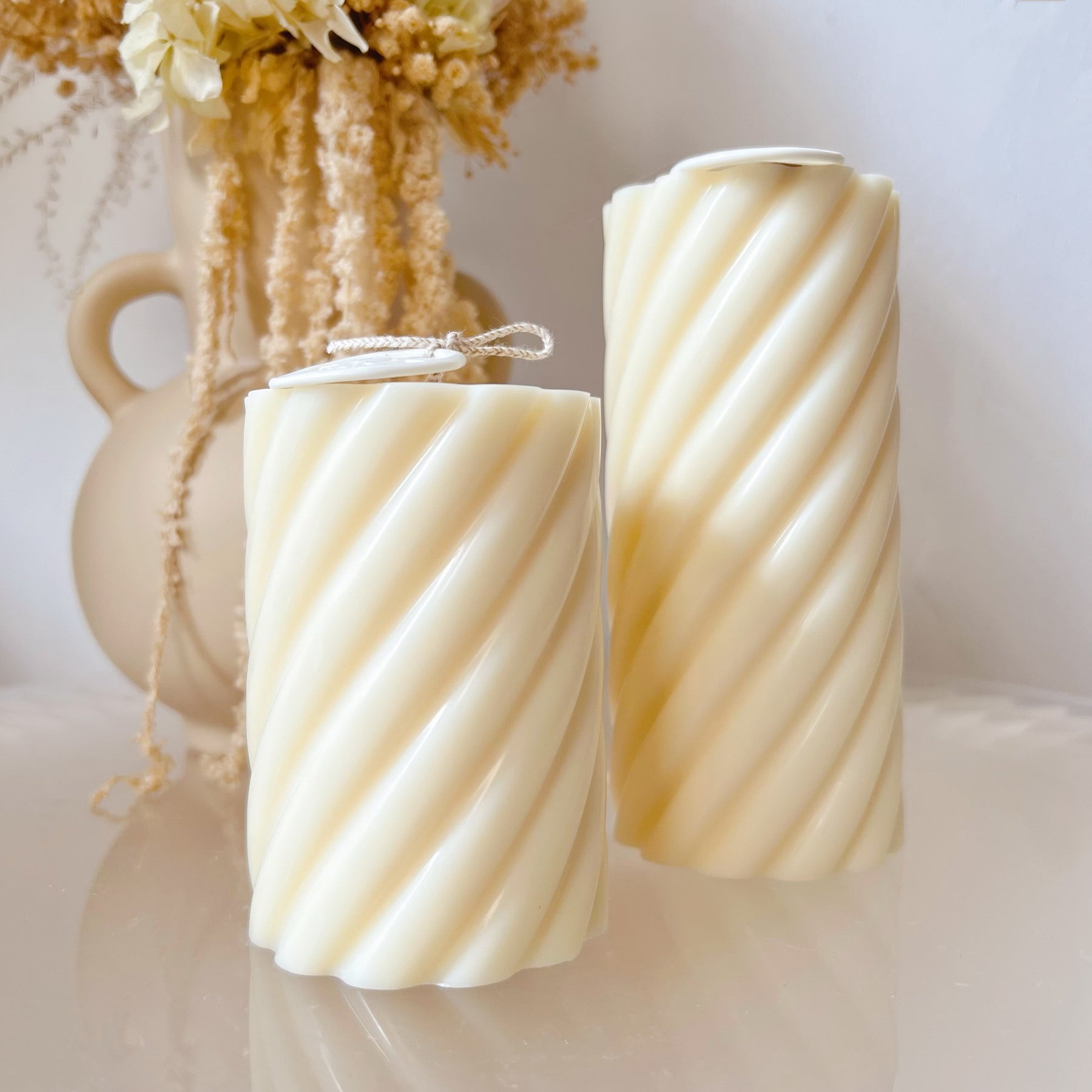 Spiral Pillar Candle, Luxurious Wedding Candle Set - LMJ Candles