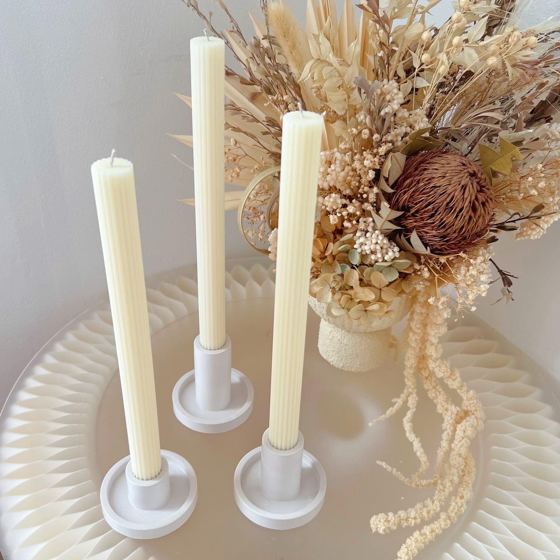 Simple Ribbed Dripless Dinner Candle - Unscented Taper Candle | LMJ Candles