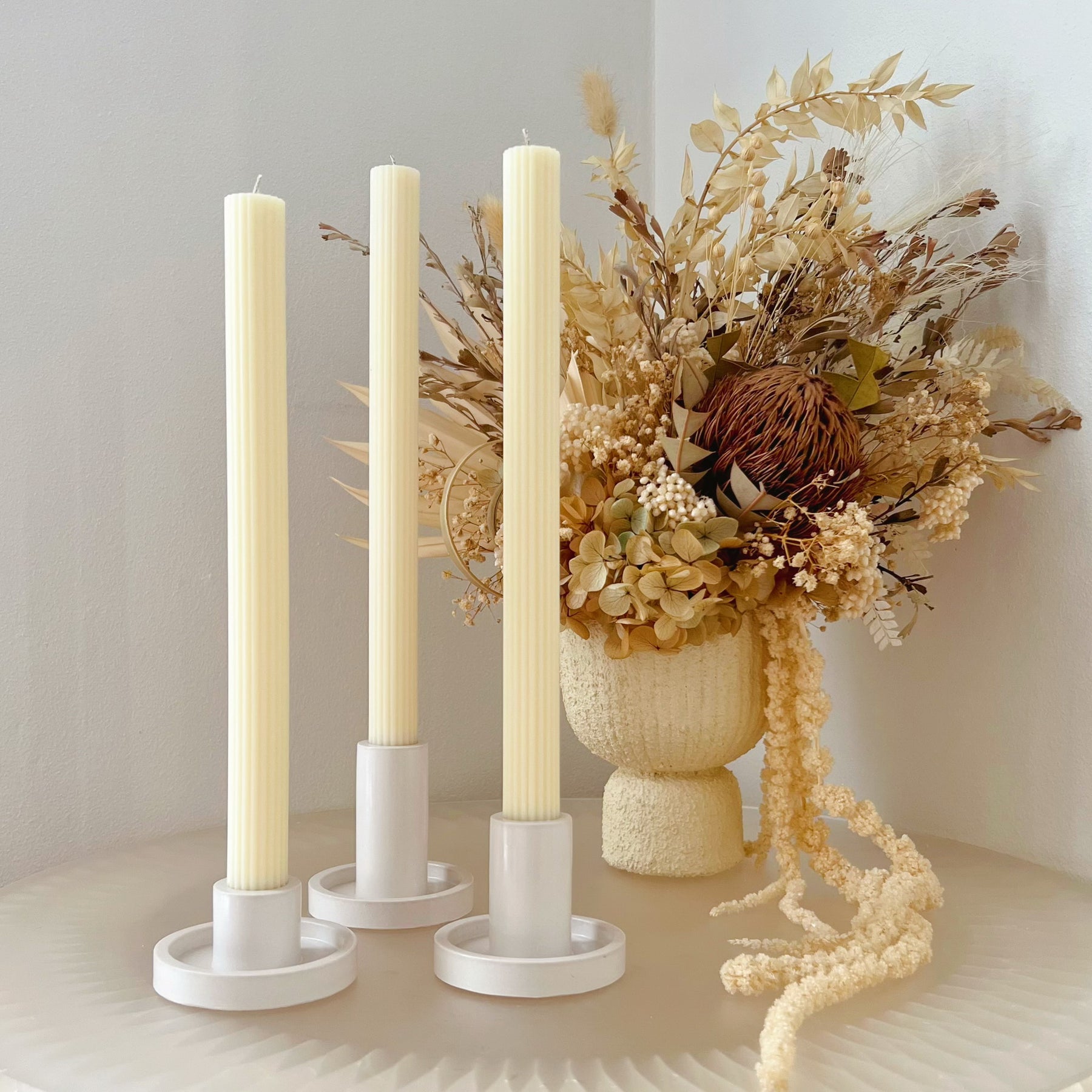 Simple Ribbed Dripless Dinner Candle - Unscented Taper Candle | LMJ Candles