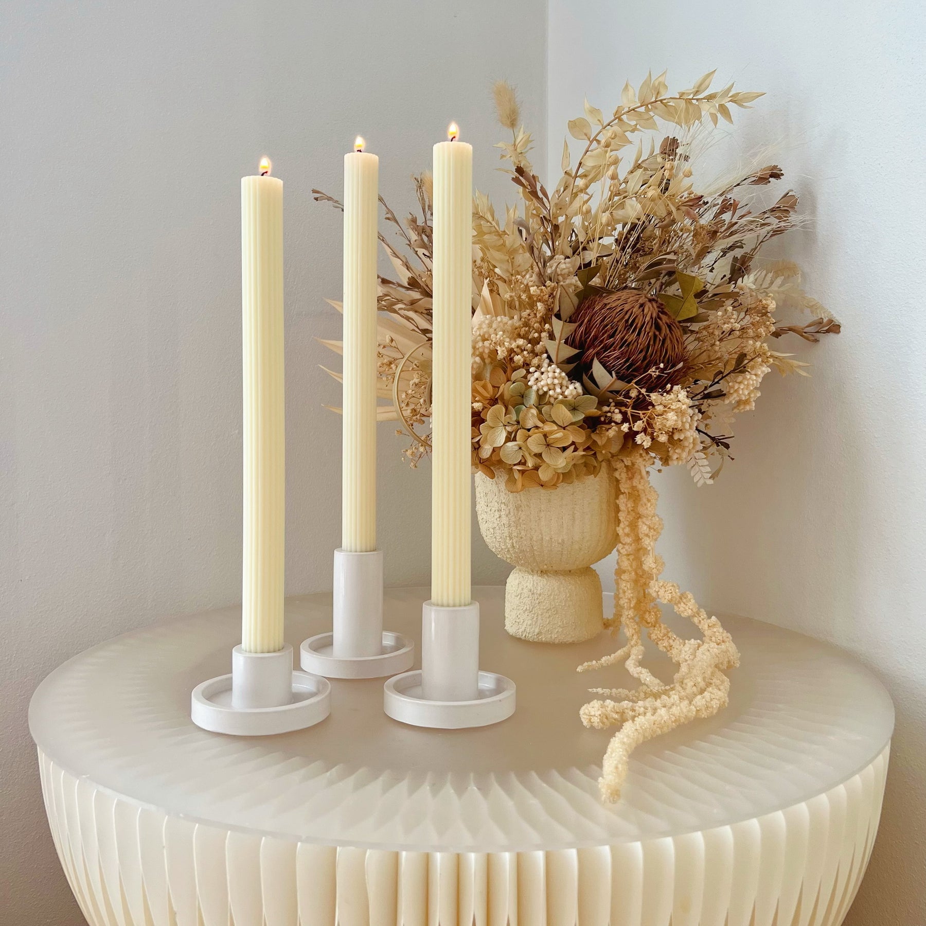 Simple Ribbed Dripless Dinner Candle - Unscented Taper Candle | LMJ Candles