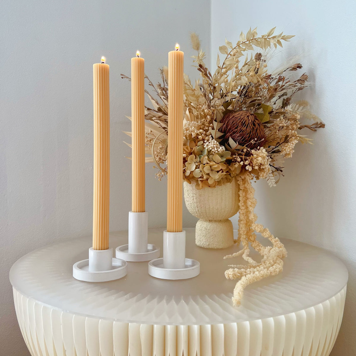 Simple Ribbed Dripless Dinner Candle - Unscented Taper Candle | LMJ Candles