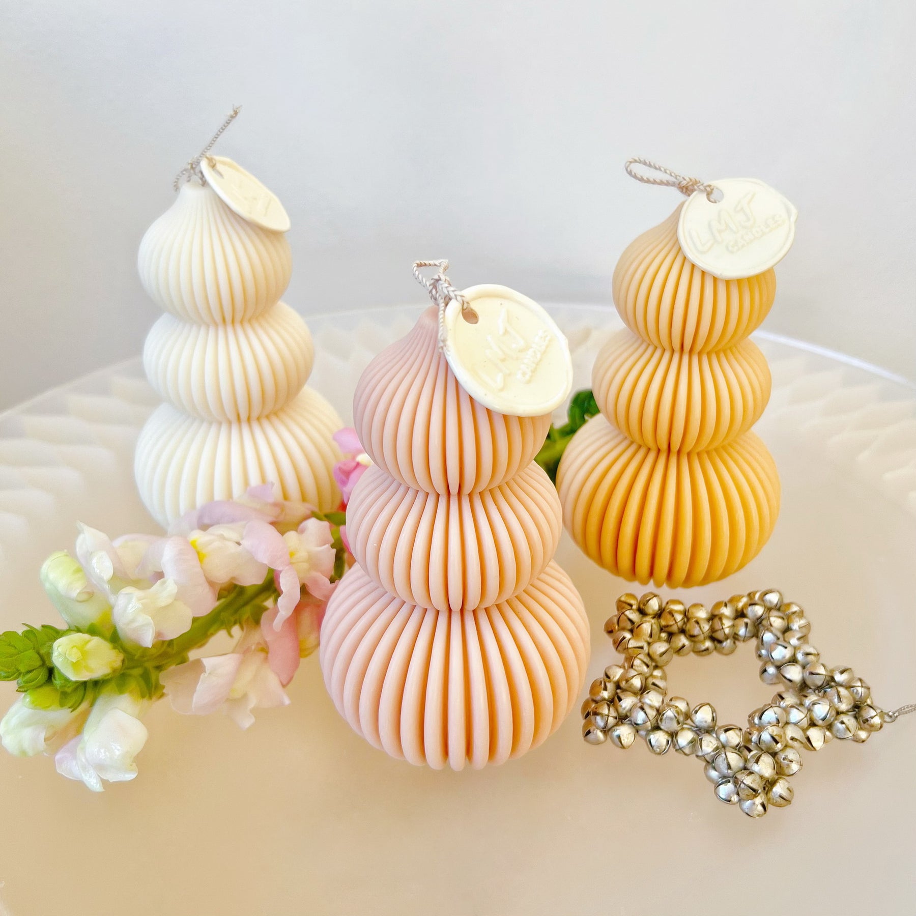 Ribbed Stacked Scented Soy Candle, Christmas Candle, LMJ Candles