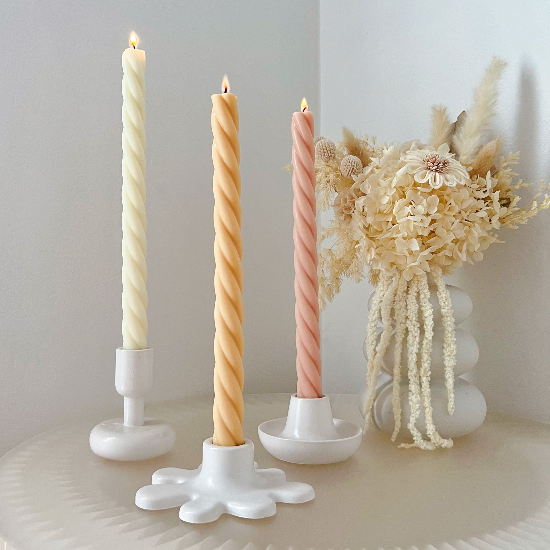 Tall Twisted Dripless Dinner Candle - Unscented Taper Candle | LMJ Candles