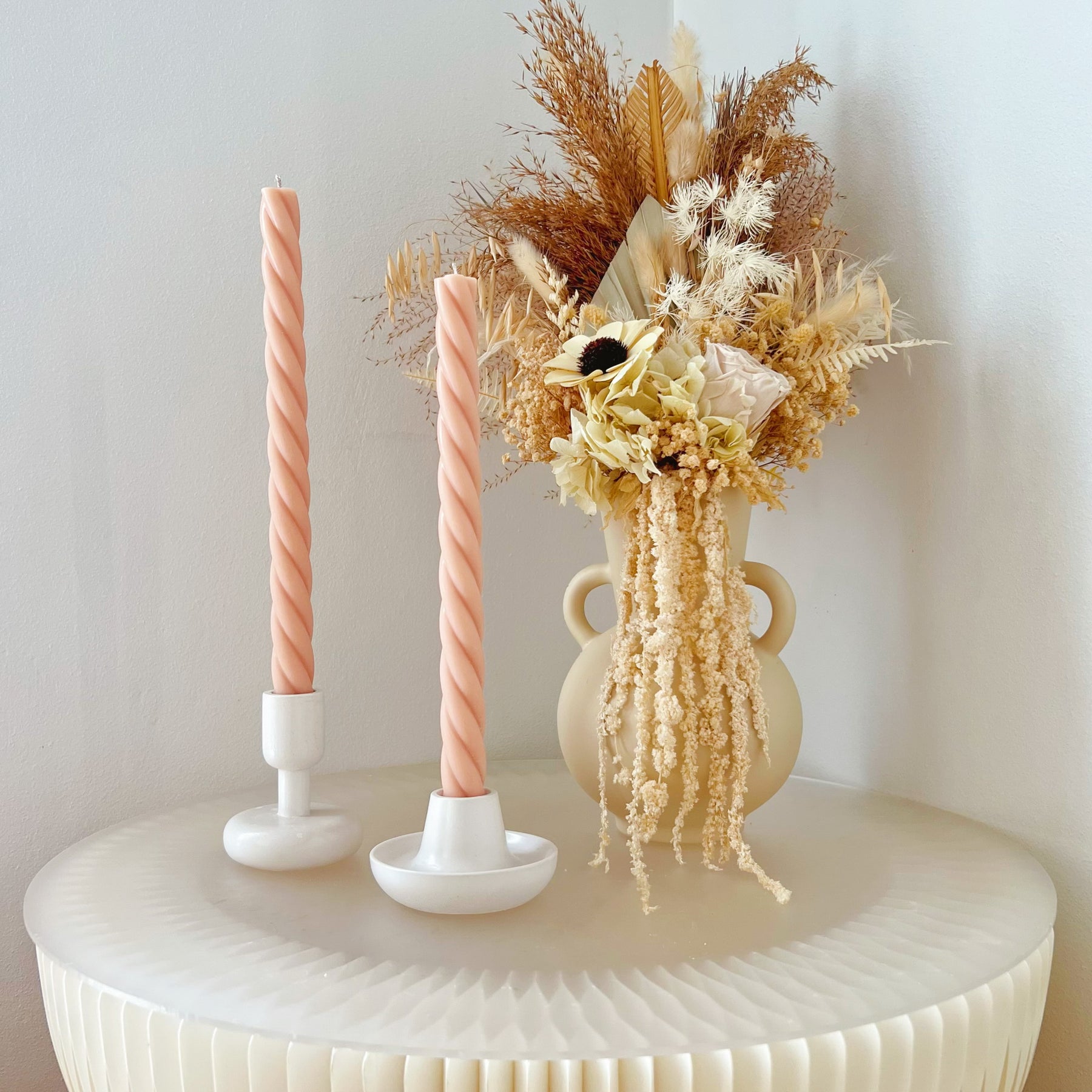 Tall Twisted Dripless Dinner Candle - Unscented Taper Candle | LMJ Candles
