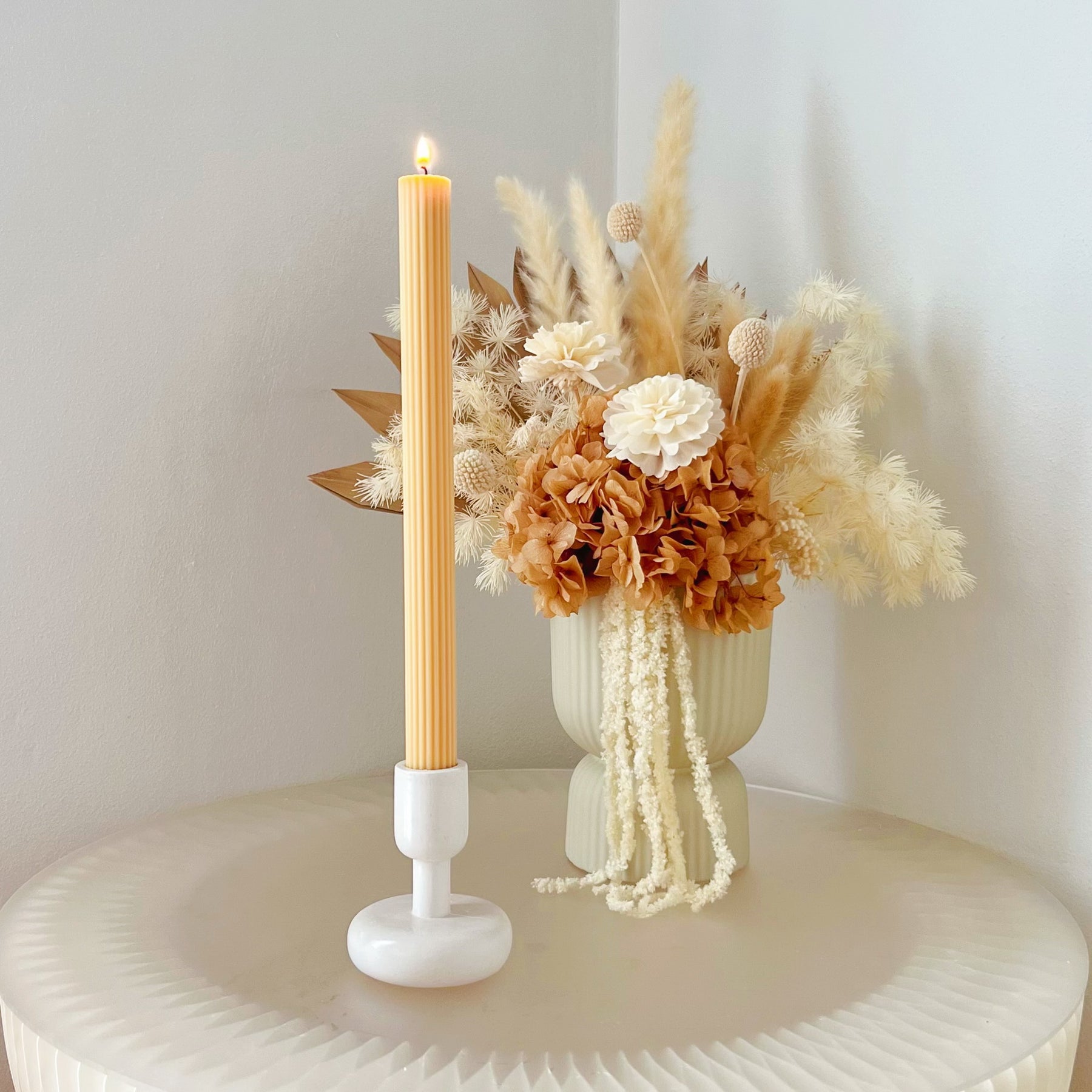 Simple Ribbed Dripless Dinner Candle - Unscented Taper Candle | LMJ Candles