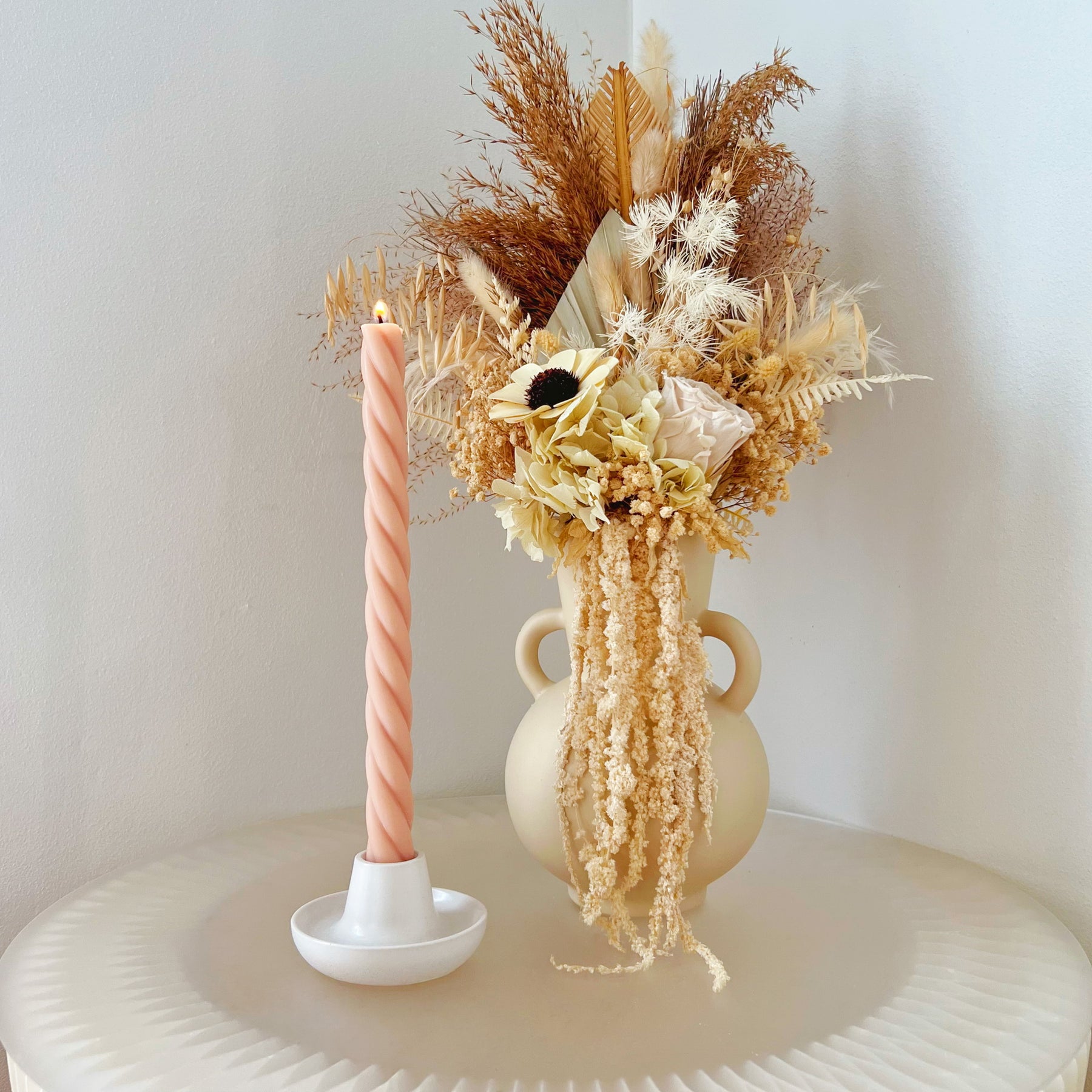 Tall Twisted Dripless Dinner Candle - Unscented Taper Candle | LMJ Candles
