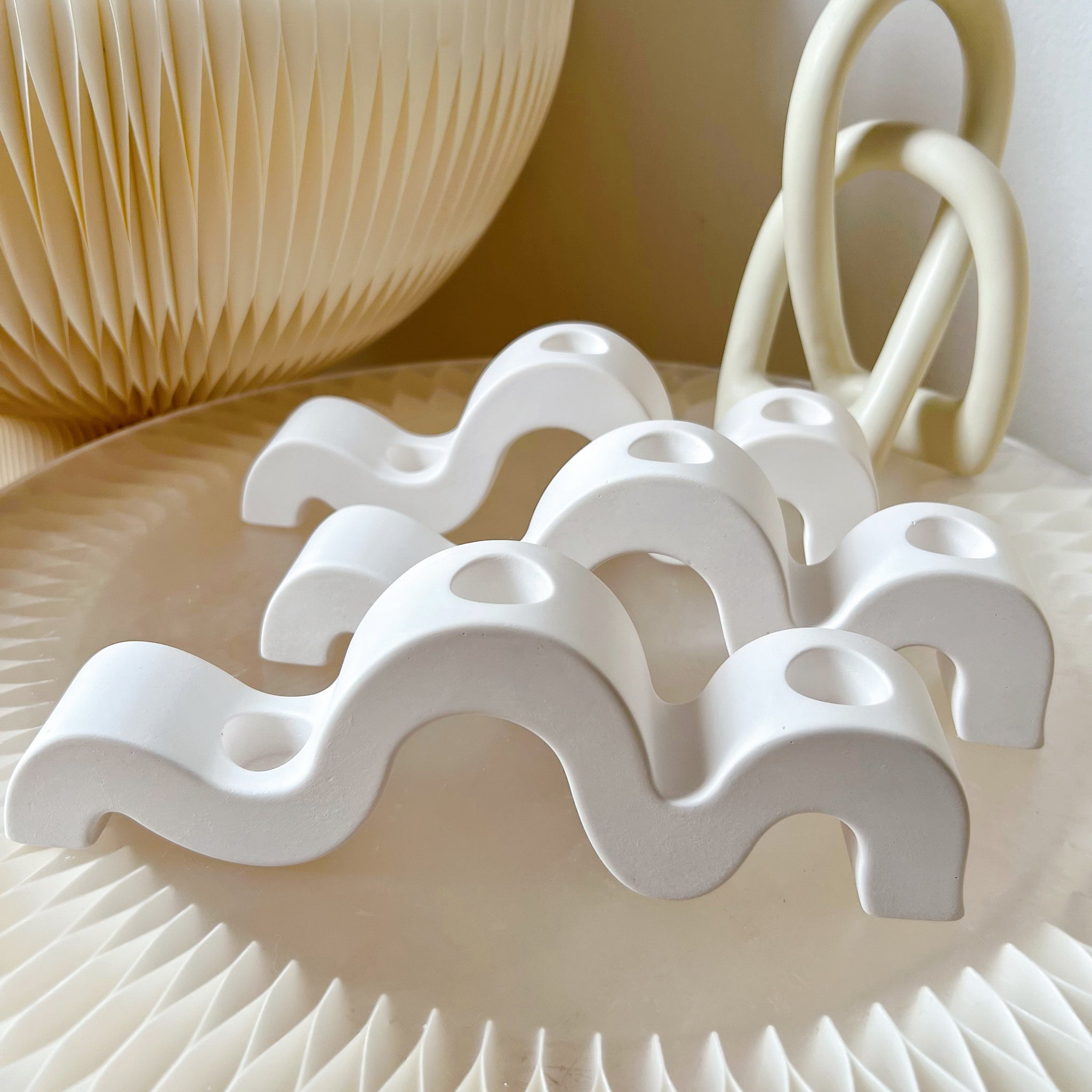 handmade tri wave candle holders, LMJ Candles