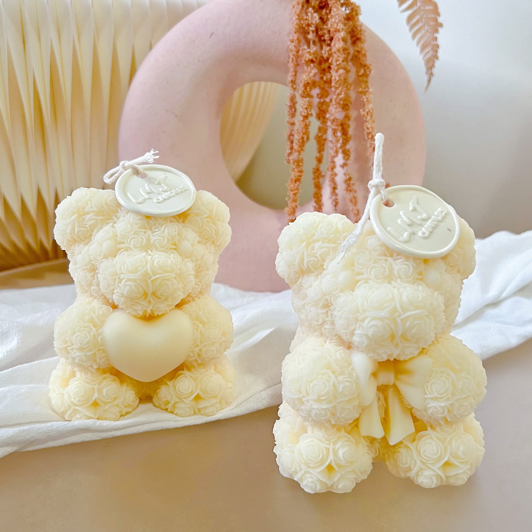 Rose Flower Teddy Bear Candle - Animal Candle Australia | LMJ Candles