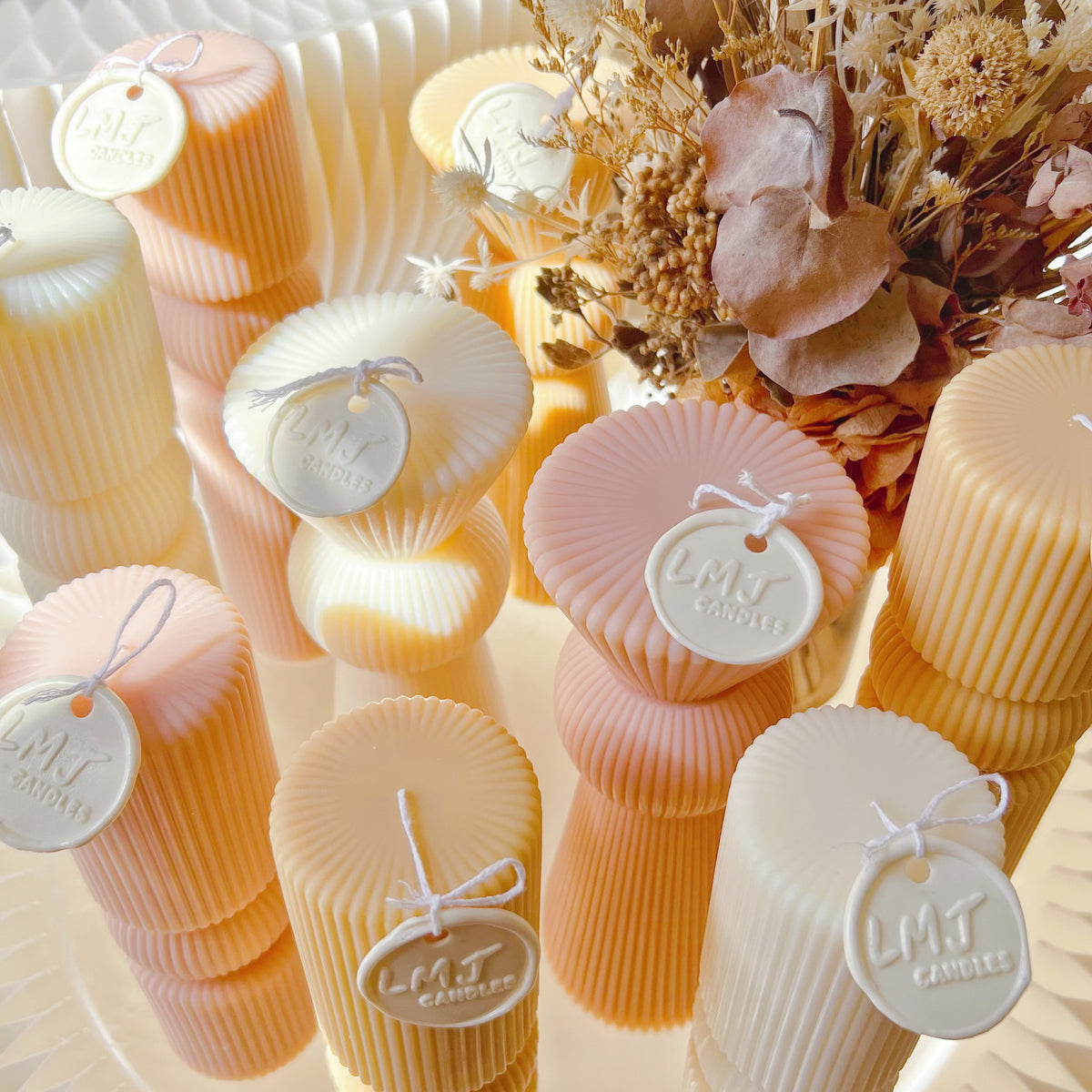 Ribbed Pillar Candle - Modern Wedding & Home Décor | LMJ Candles