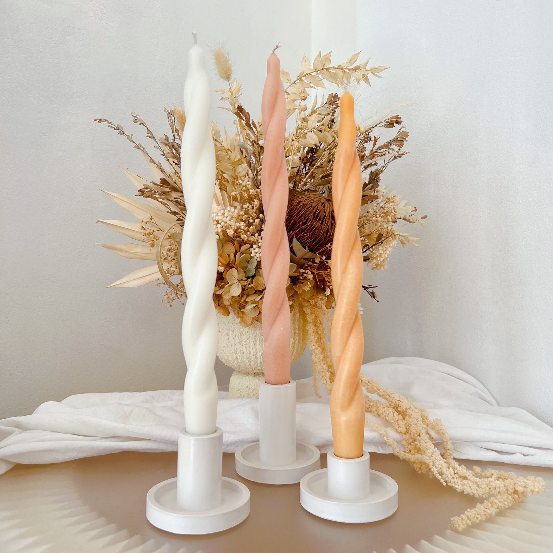 Tall Swirl Dinner Candle - Long Lasting Taper Candle | LMJ Candles