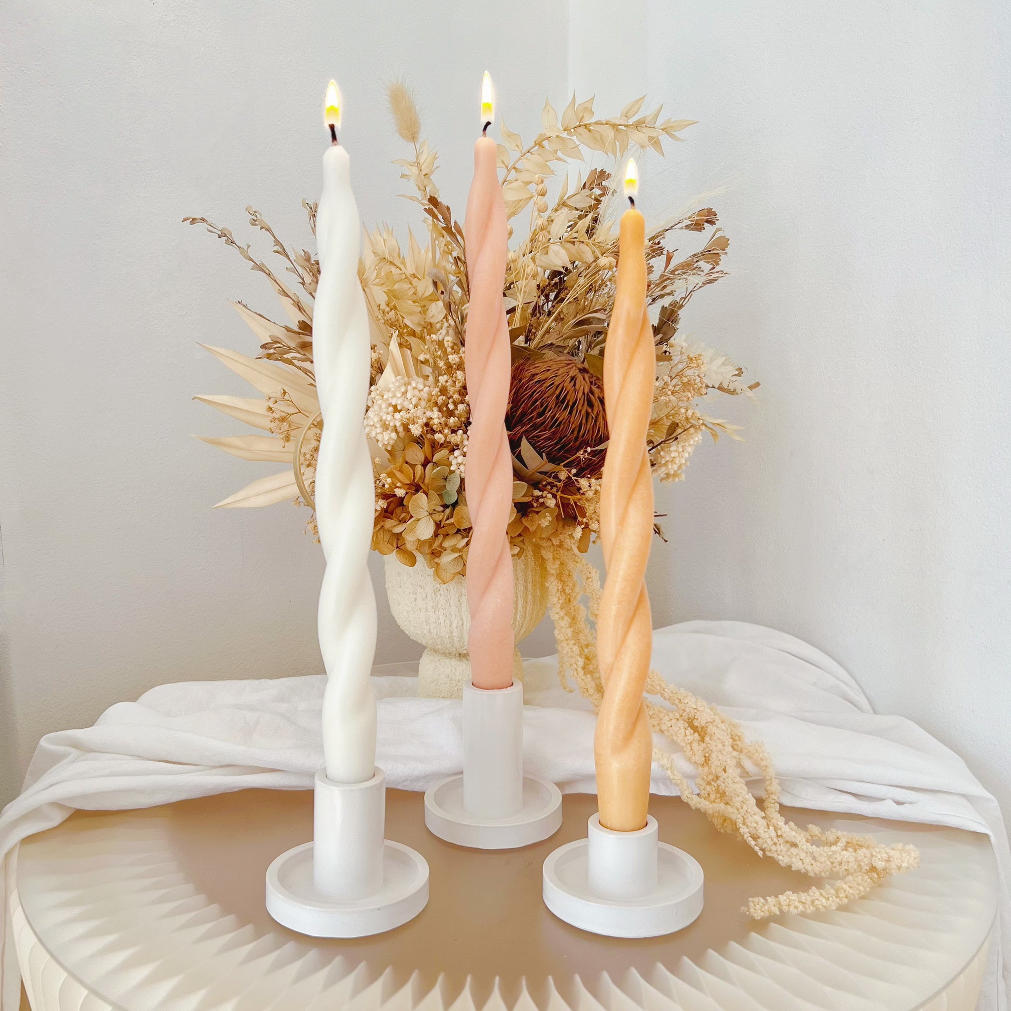 Tall Swirl Dinner Candle - Long Lasting Taper Candle