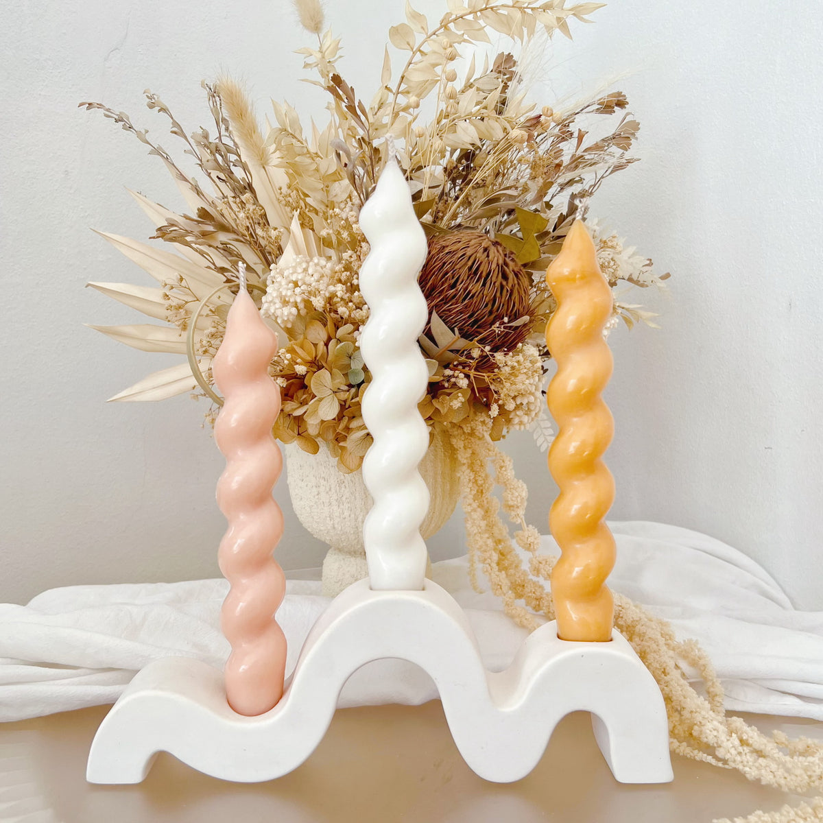 Twisted Dripless Dinner Candle - Unscented Taper Candle | LMJ Candles