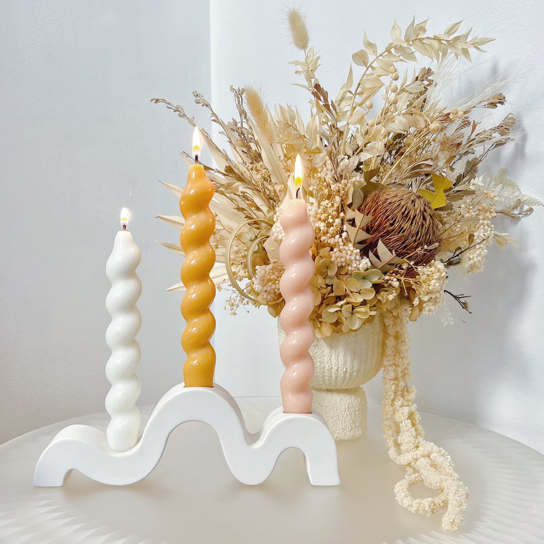 Twisted Dripless Dinner Candle - Unscented Taper Candle | LMJ Candles