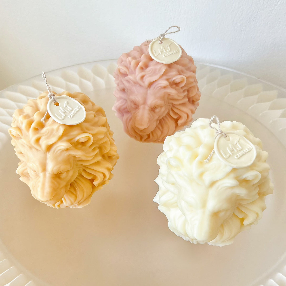 Lion Bust Scented Soy Candle in three colours from LMJ Candles