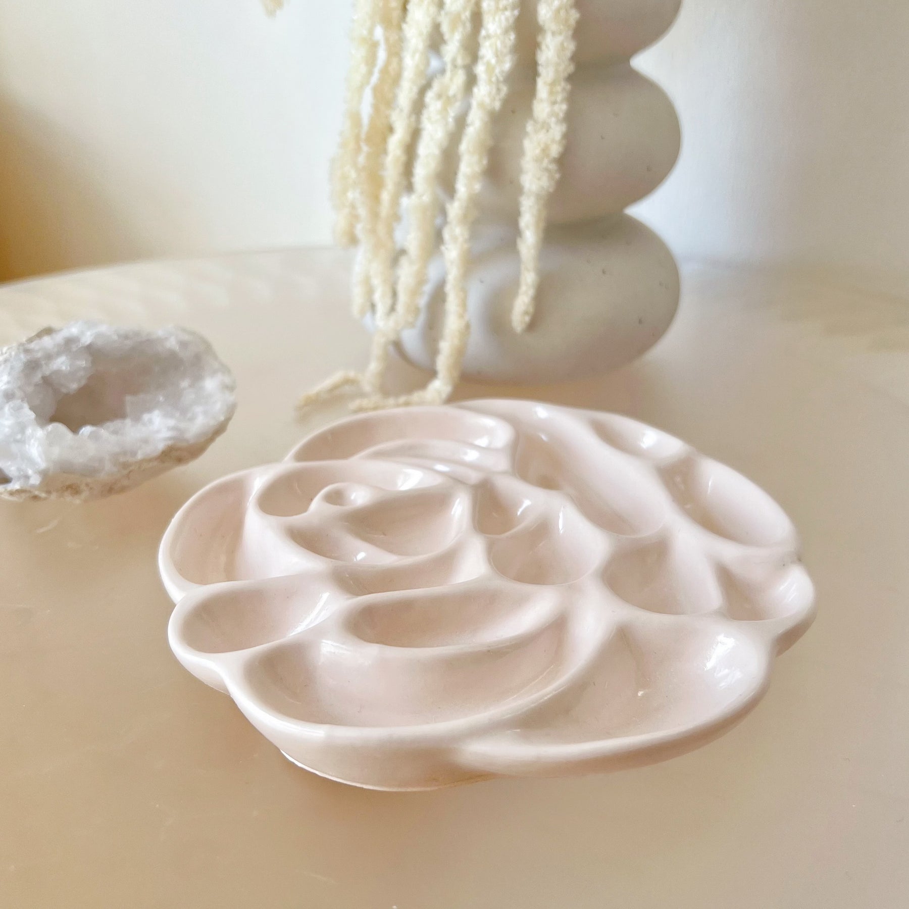 Handcrafted Round Rose Decorative Trinket Dish - LMJ Candles