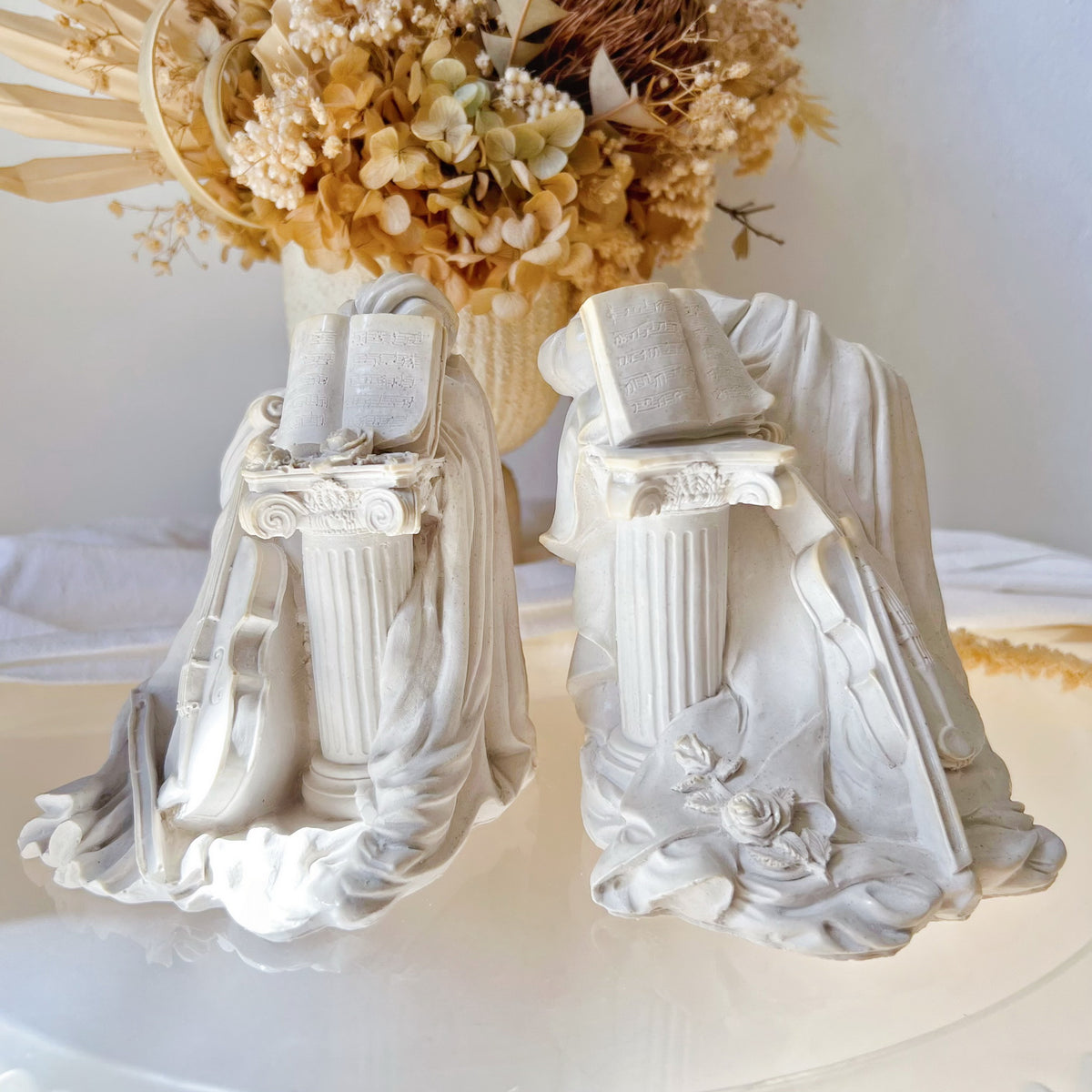 Handmade Violin Roman Column Bookends - LMJ Candles
