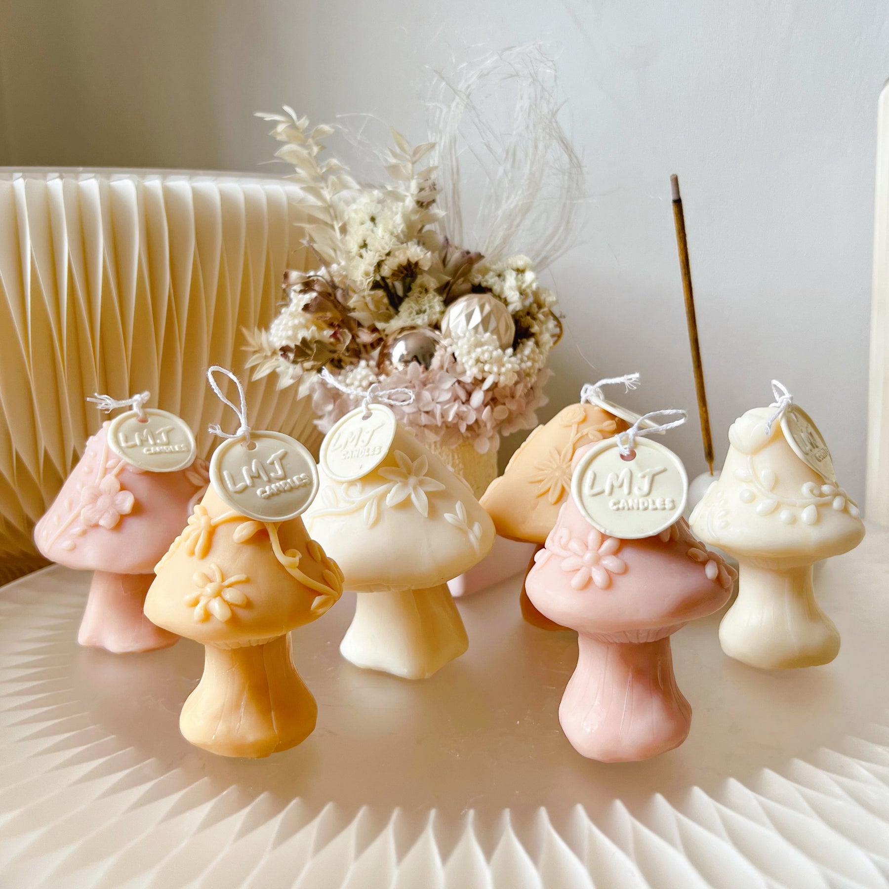 Flower Mushroom Scented Soy Candle - Unique Gift Set | LMJ Candles