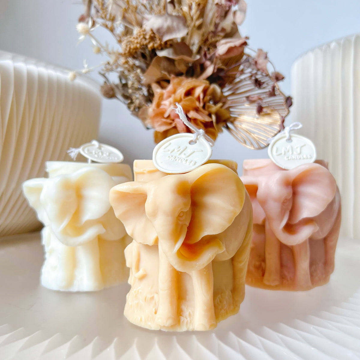 Elephant Shaped Scented Soy Pillar Candle - Animal Candle LMJ Candles