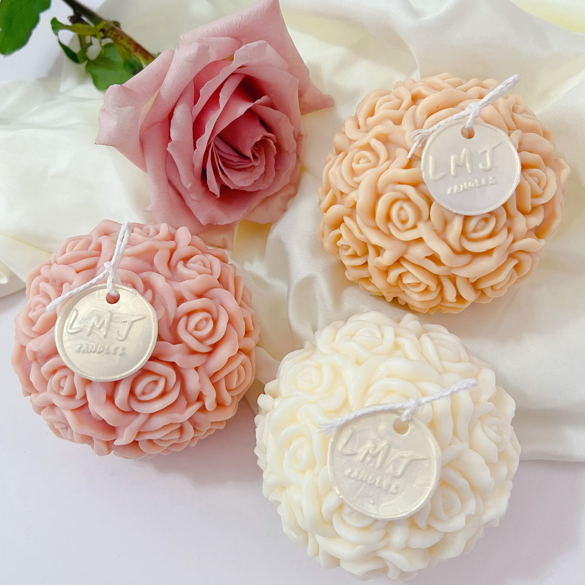 Rose Ball Scented Soy Candle - Wedding Gift Idea | LMJ Candles