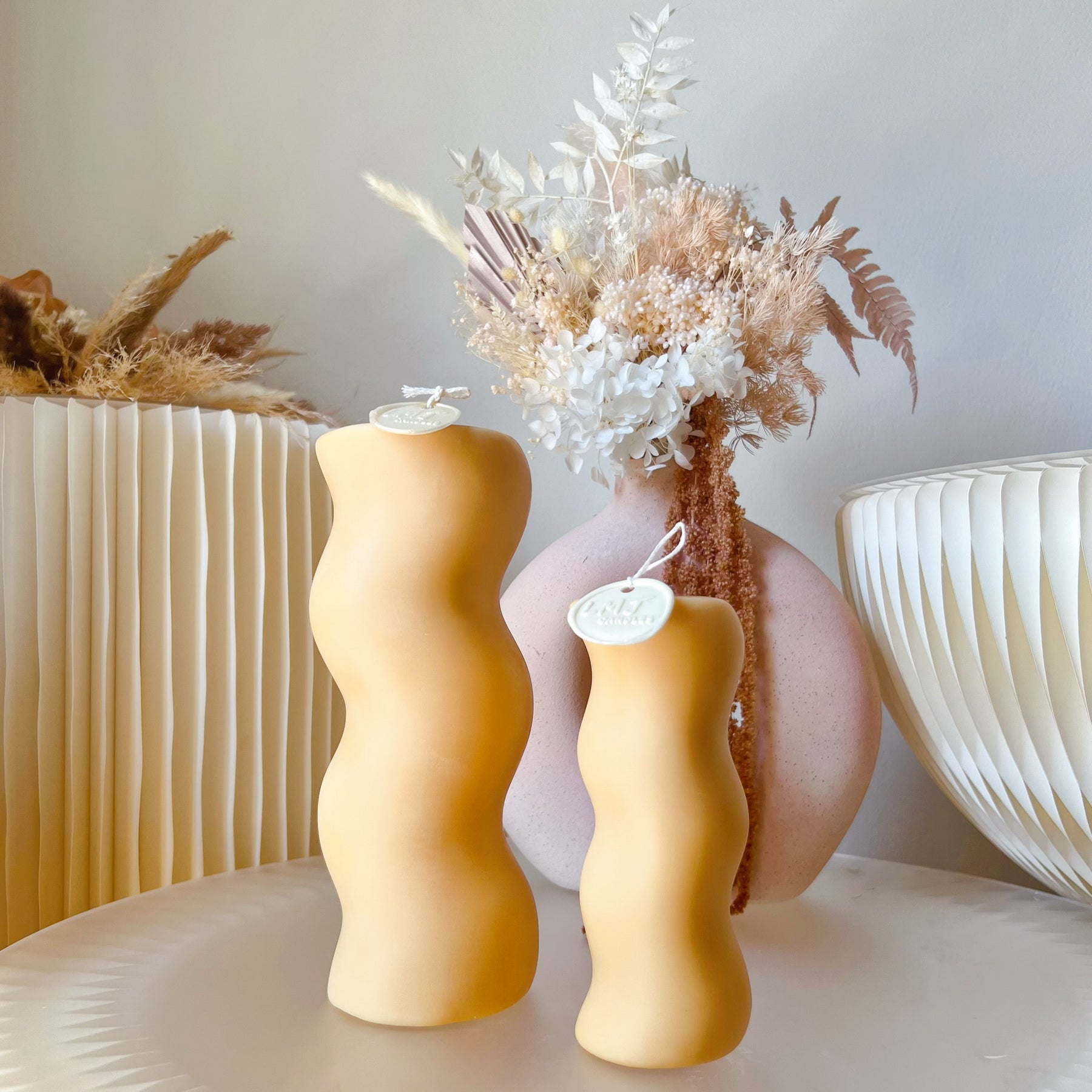Modern Wave Pillar Candle - Luxurious Soy Candle Set | LMJ Candles