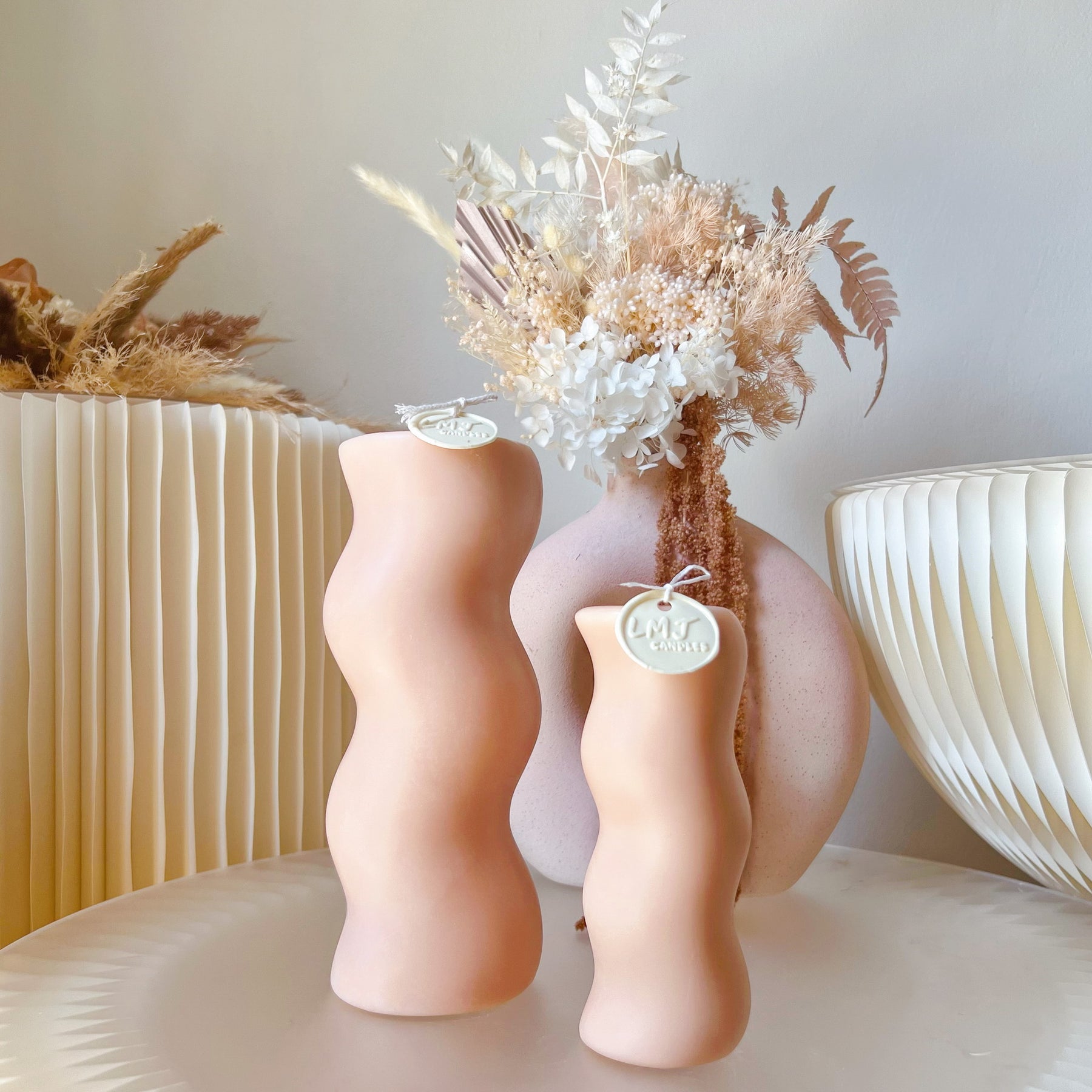 Modern Wave Pillar Candle - Luxurious Soy Candle Set | LMJ Candles