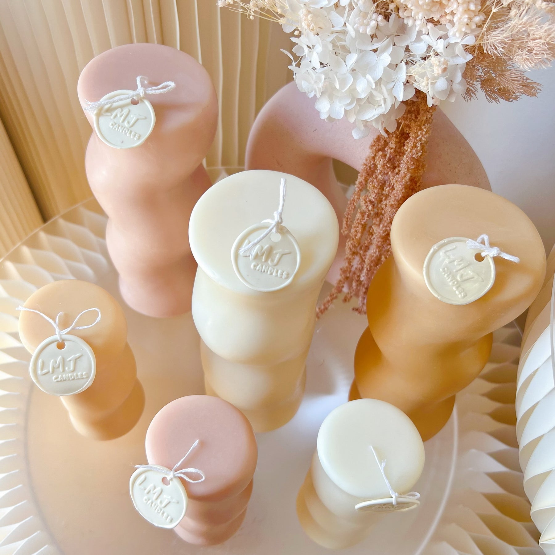 Modern Wave Pillar Candle - Luxurious Soy Candle Set | LMJ Candles