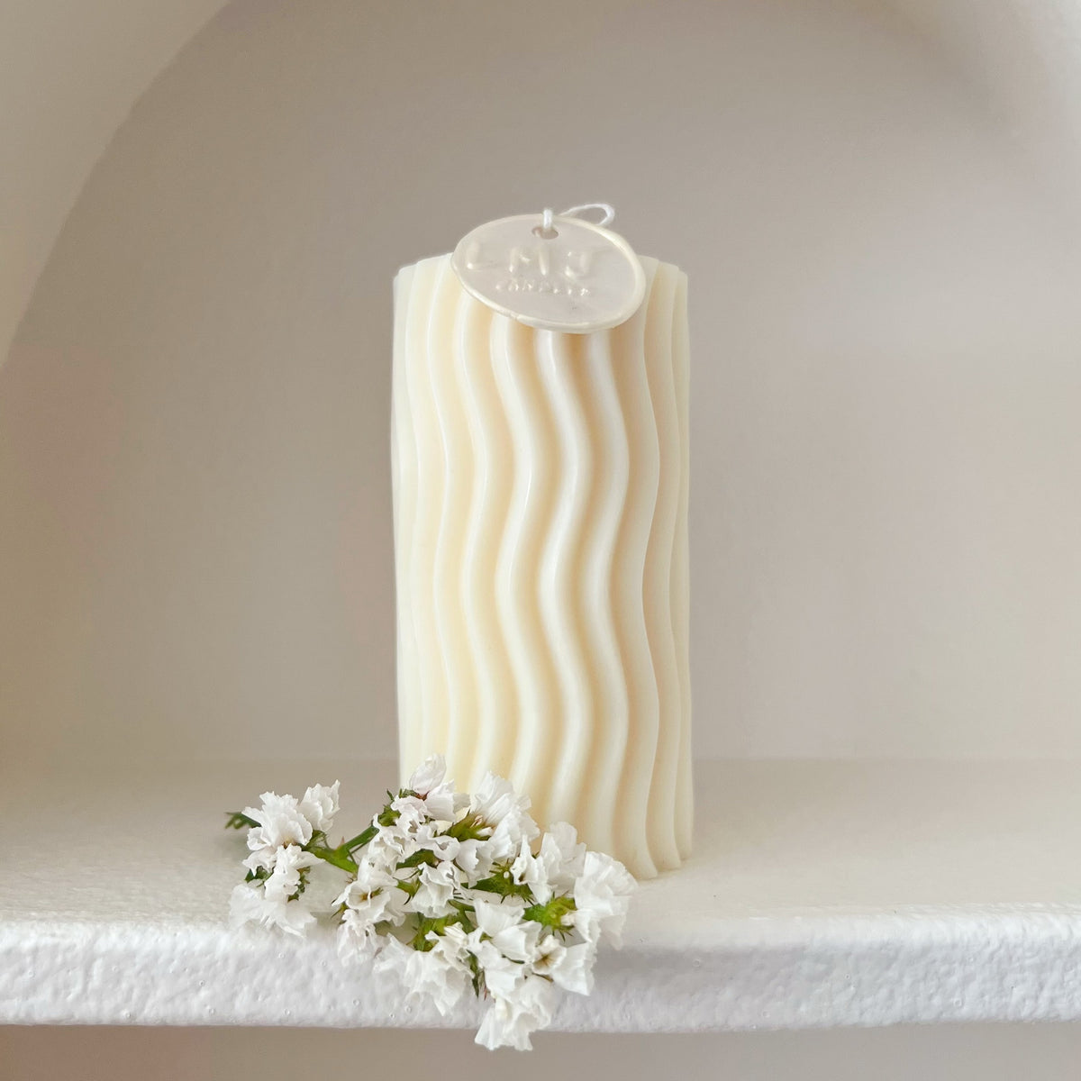 Minimalistic Wave Soy Pillar Candle - Australian Made | LMJ Candles