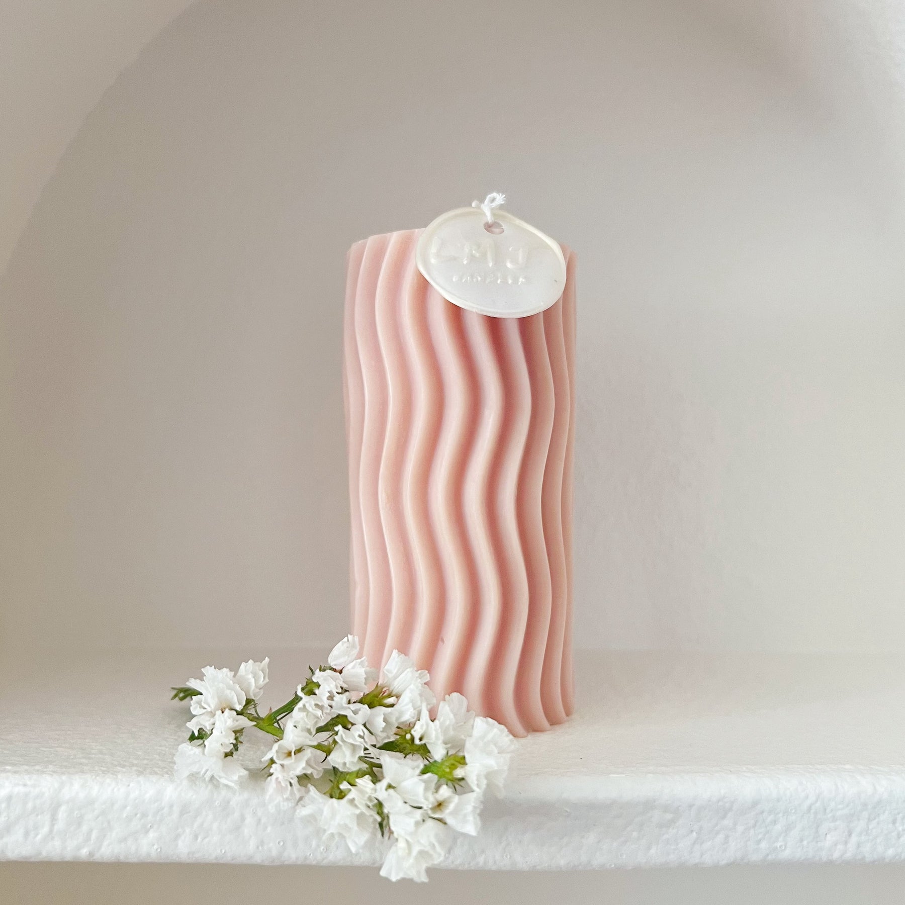 Minimalistic Wave Soy Pillar Candle - Australian Made | LMJ Candles