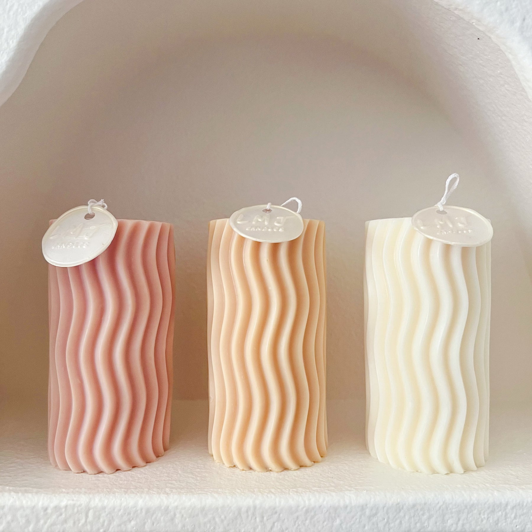Minimalistic Wave Soy Pillar Candle - Australian Made | LMJ Candles
