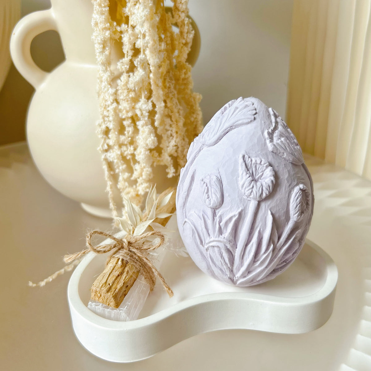 Handmade Carved Tulip Egg Home Décor | LMJ Candles