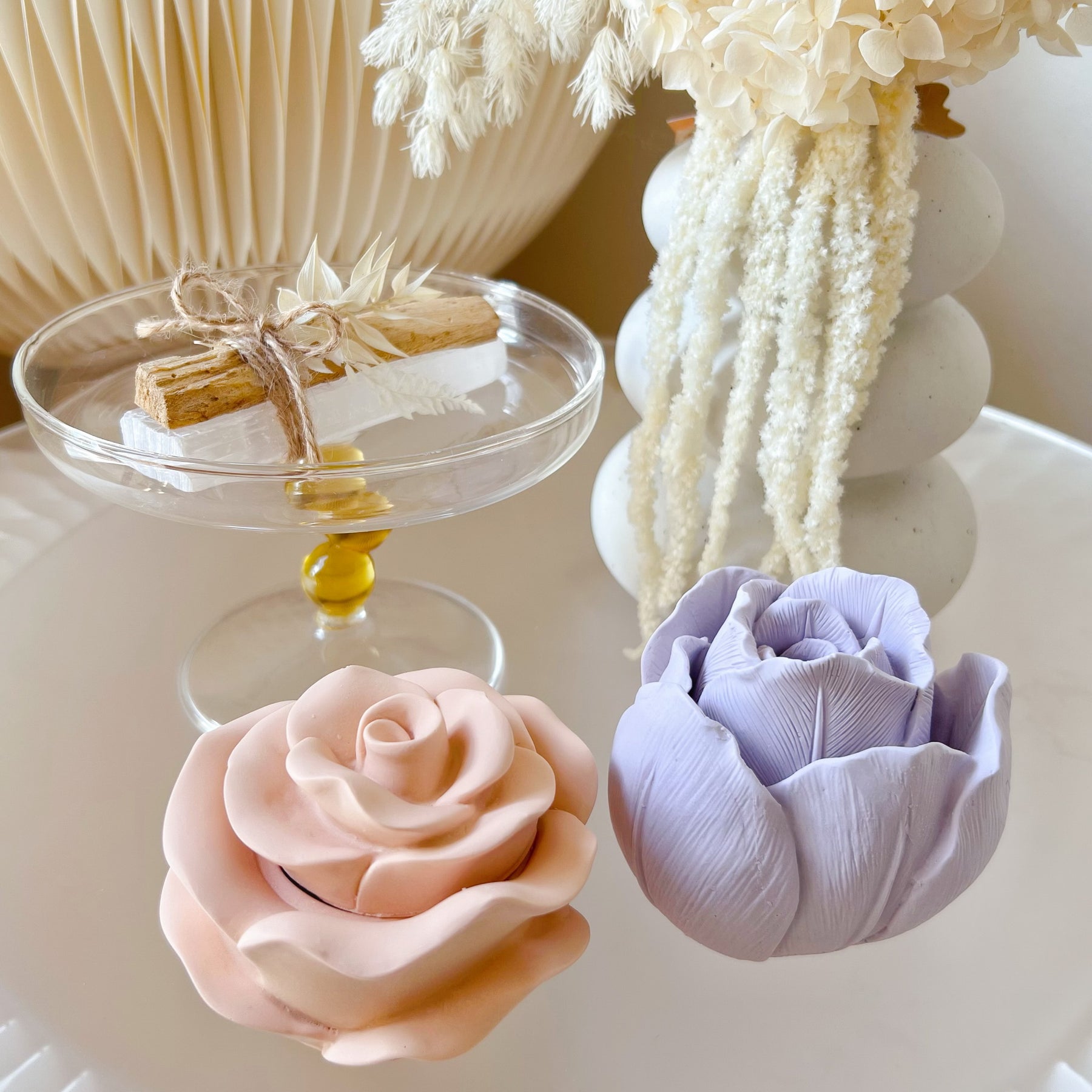 Handcrafted Rose and Tulip Flower Shaped Trinket Box | LMJ Candles