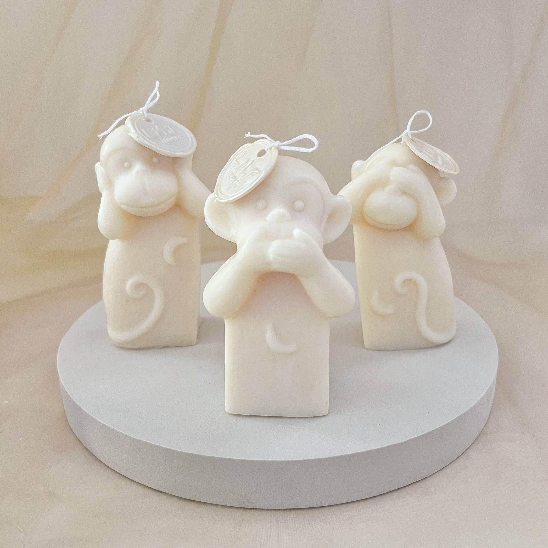 Three Wise Monkeys Candle - See No Evil, Hear No Evil, Speak No Evil | LMJ Candles