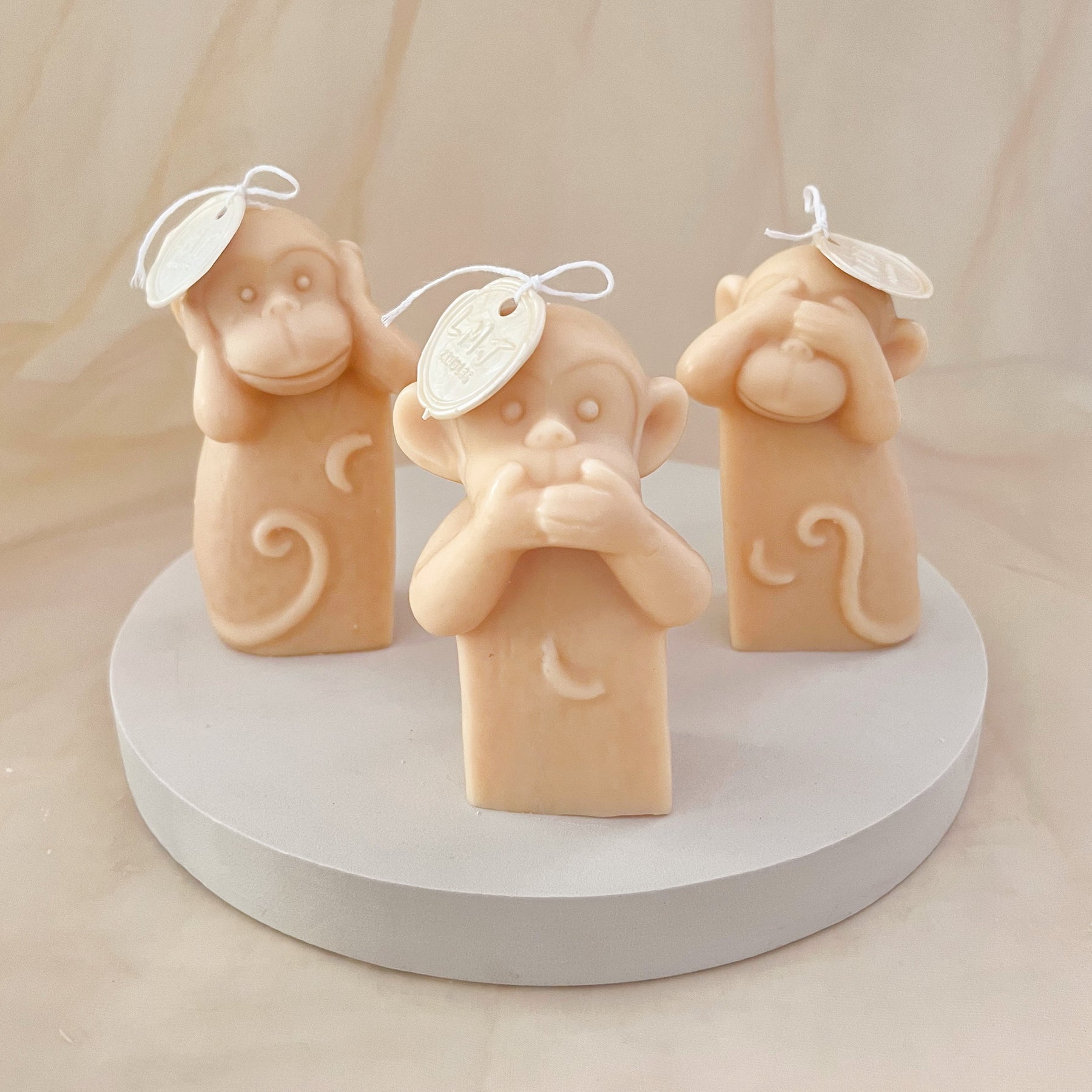 Three Wise Monkeys Candle - See No Evil, Hear No Evil, Speak No Evil | LMJ Candles