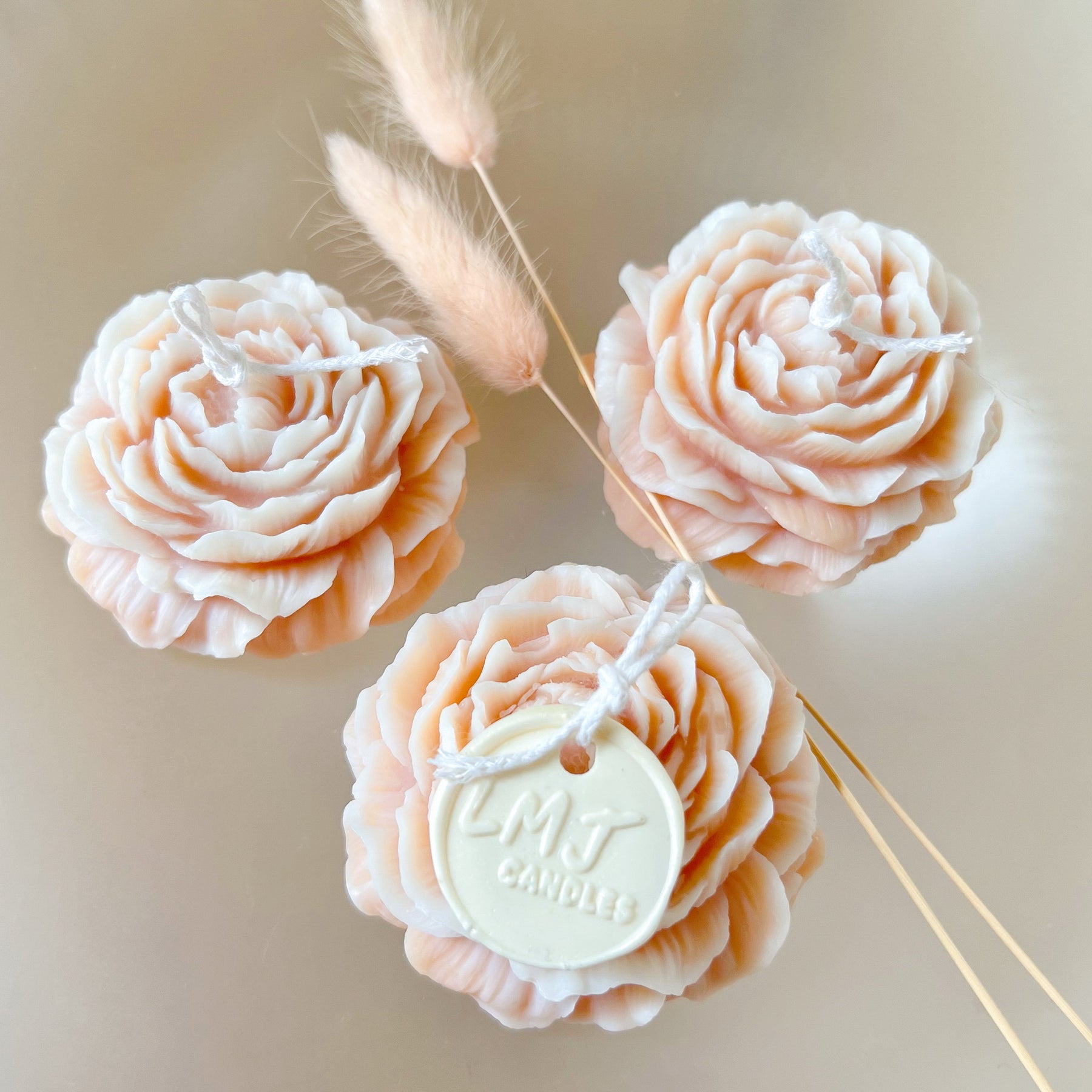Australian Made Wedding Favours - Peony Flower Candle | LMJ Candles